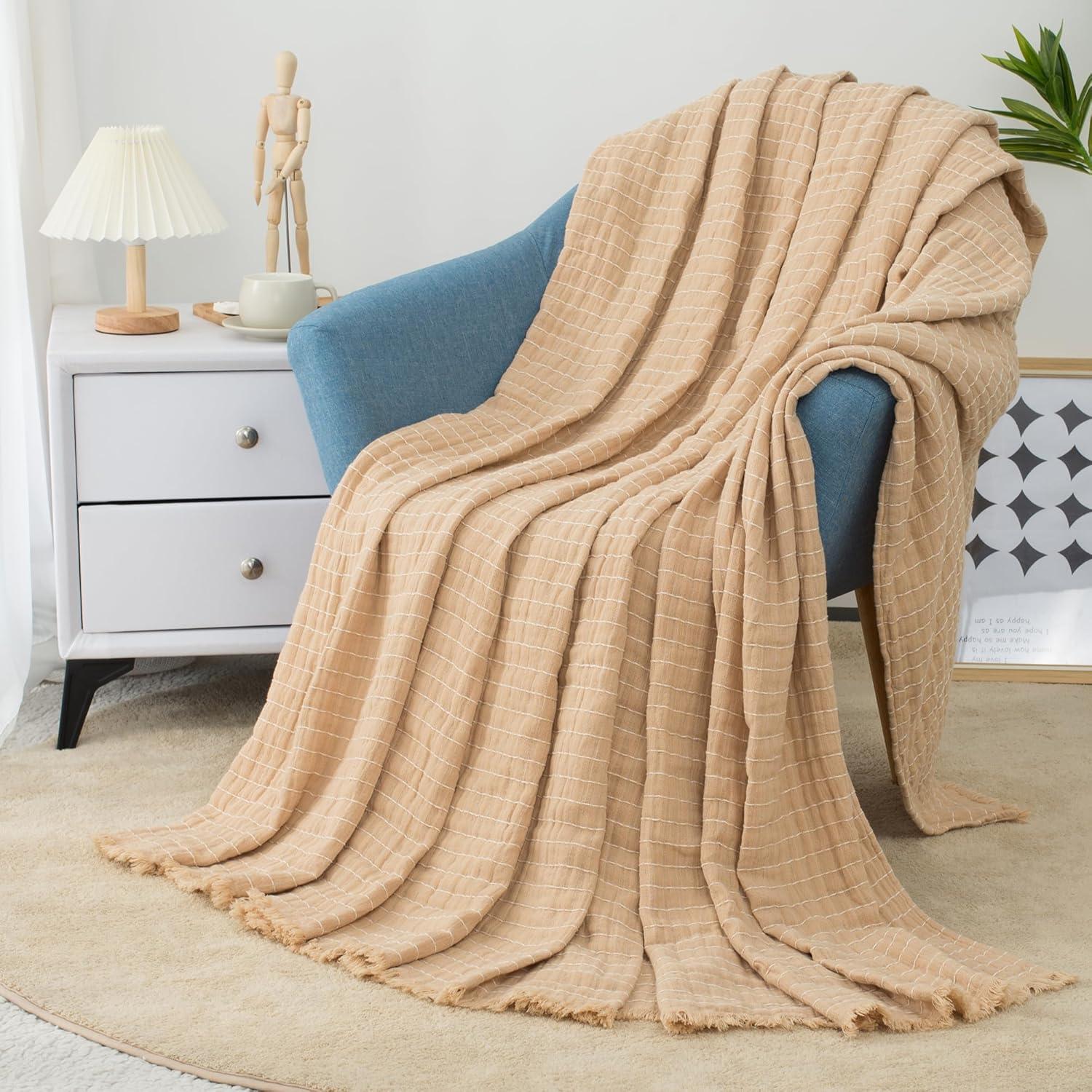Manta de Muselina GINAMUSE 100% Algodón Beige 152x229 cm