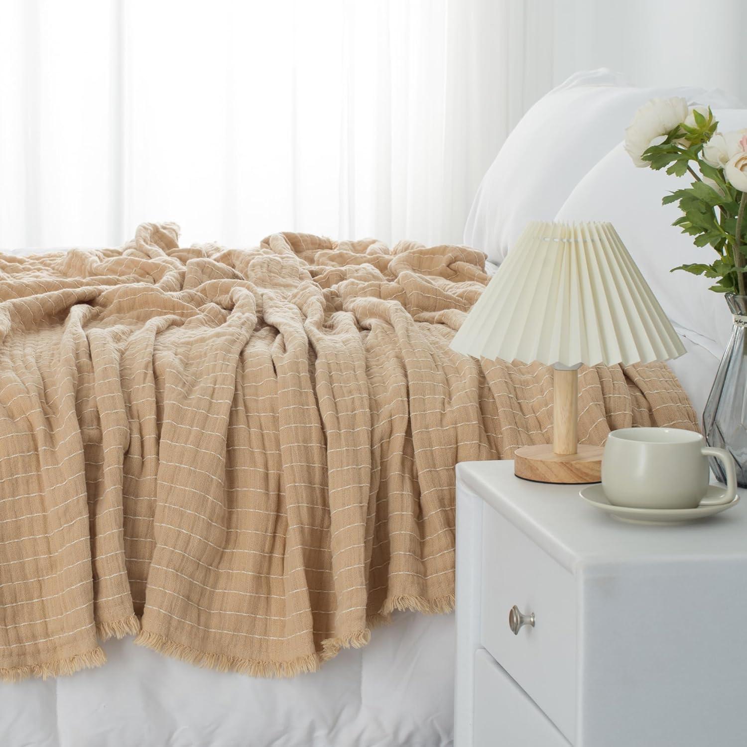 Manta de Muselina GINAMUSE 100% Algodón Beige 152x229 cm