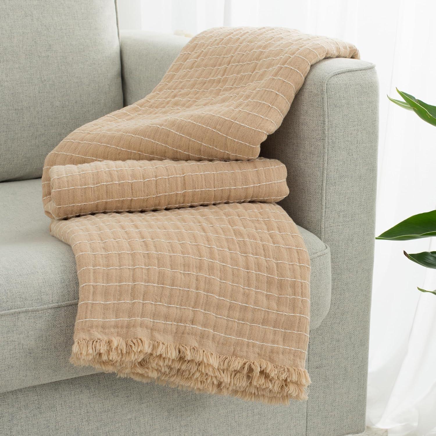 Manta de Muselina GINAMUSE 100% Algodón Beige 152x229 cm