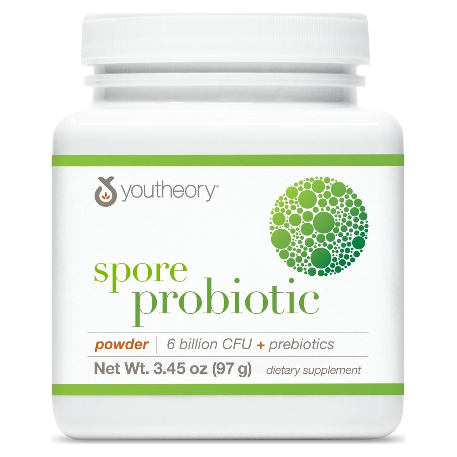 Youtheory Polvo Probiotico de Esporas 98g - Suplemento Vegano
