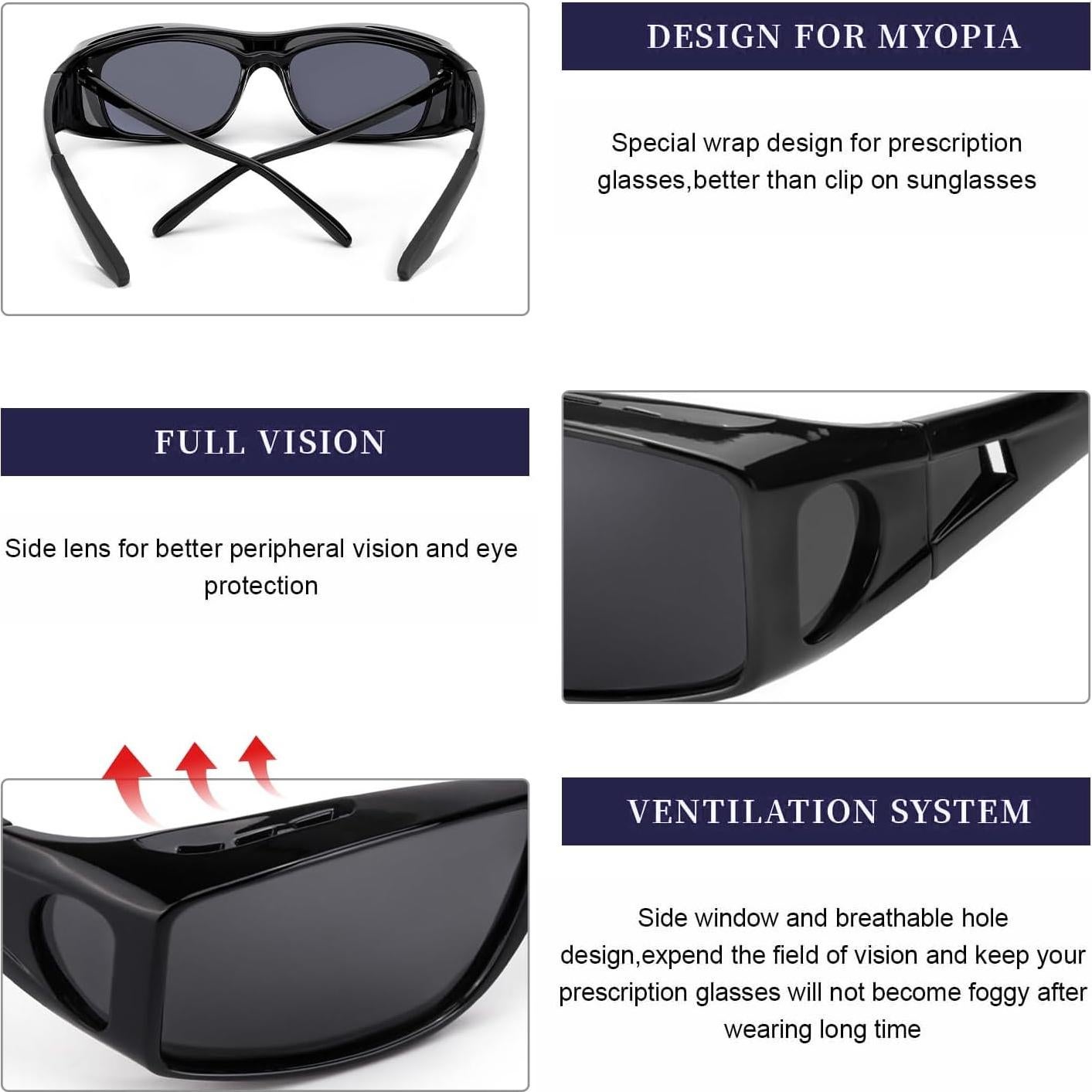 Gafas de sol IGnaef polarizadas UV400 para usar sobre gafas