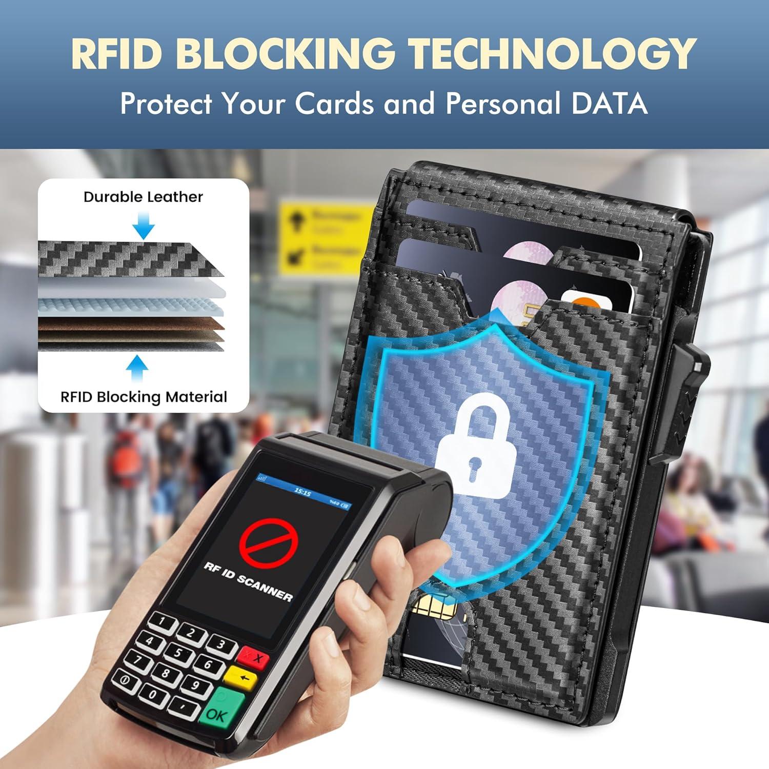 Billetera Minimalista Vandz HC-6 con Bloqueo RFID - Fibra de Carbono