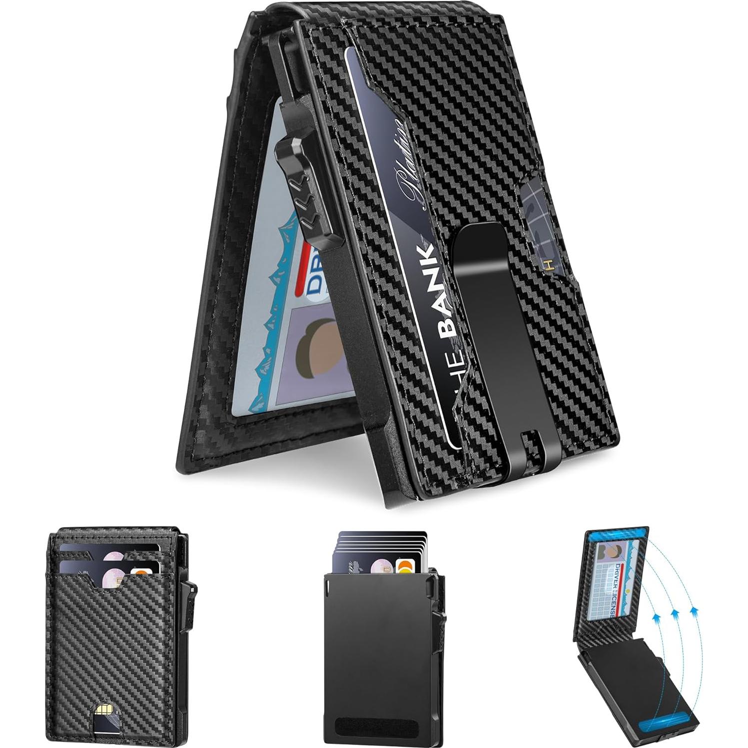 Billetera Minimalista Vandz HC-6 con Bloqueo RFID - Fibra de Carbono