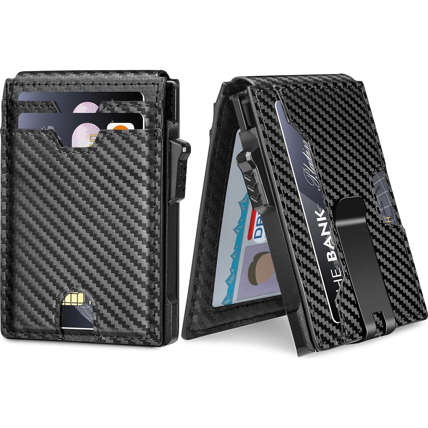 Billetera Minimalista Vandz HC-6 con Bloqueo RFID - Fibra de Carbono