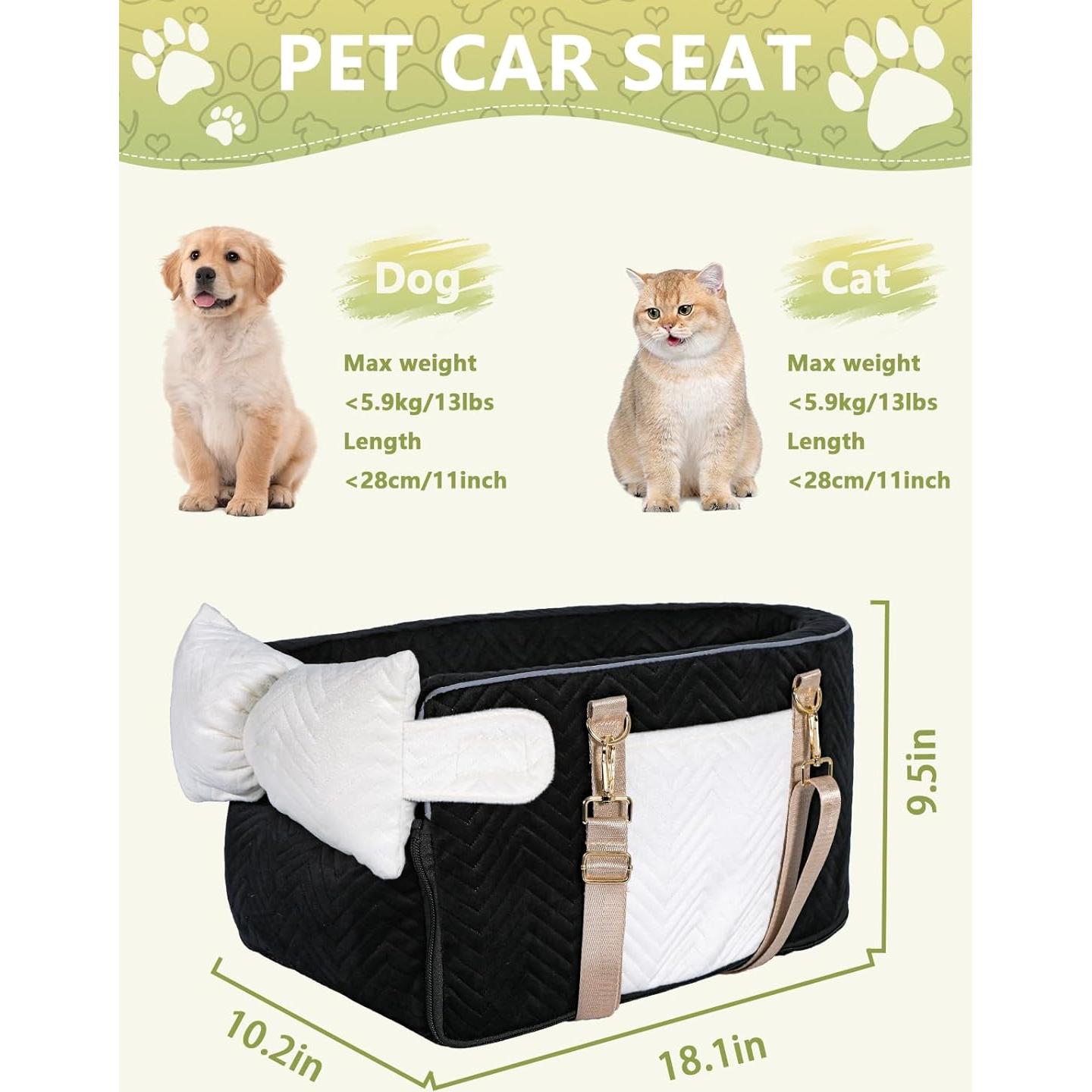 Asiento de Coche para Perros Pequeños Prpeko Negro 45x25.9cm