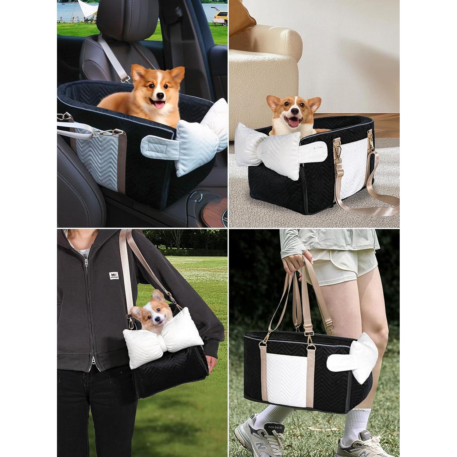 Asiento de Coche para Perros Pequeños Prpeko Negro 45x25.9cm