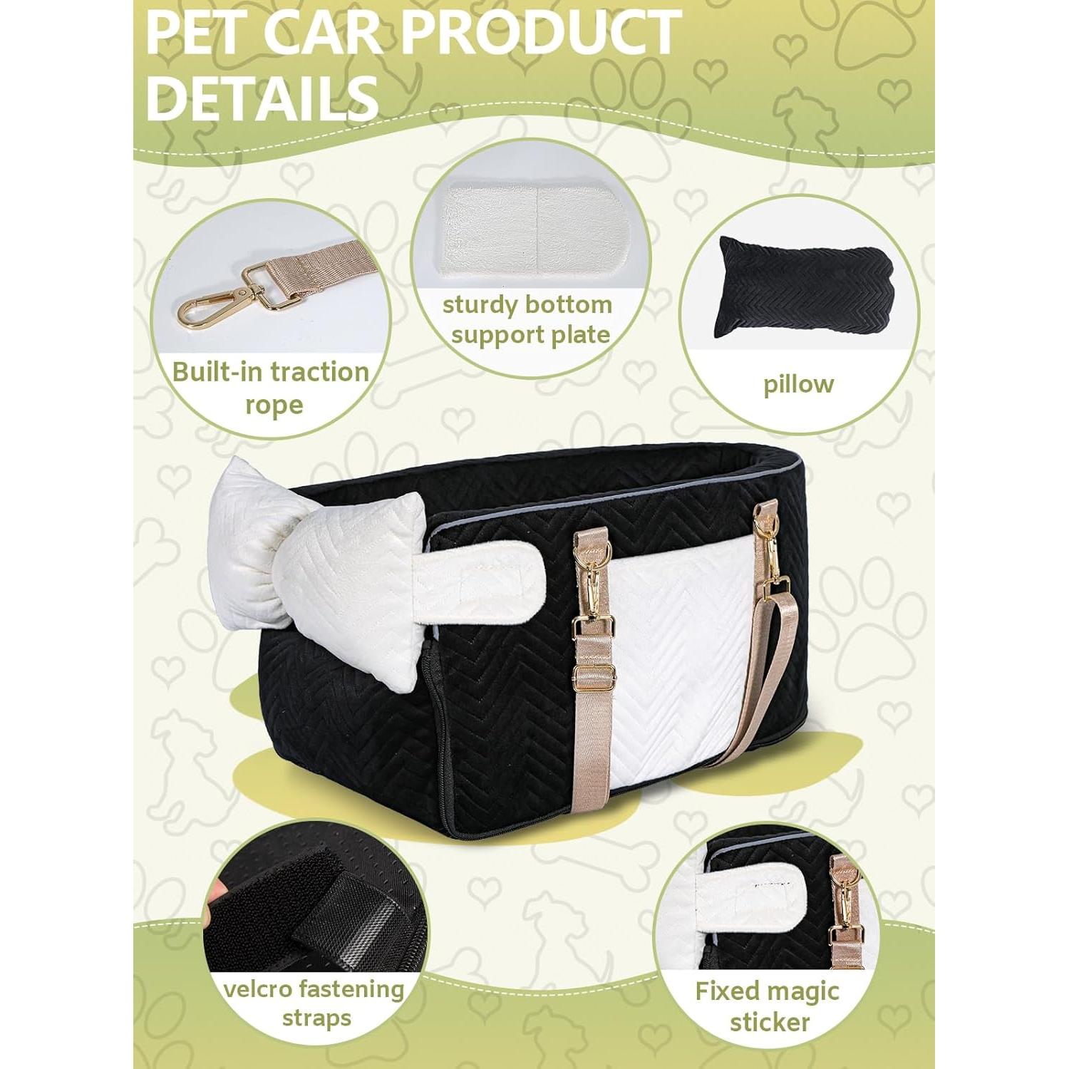 Asiento de Coche para Perros Pequeños Prpeko Negro 45x25.9cm