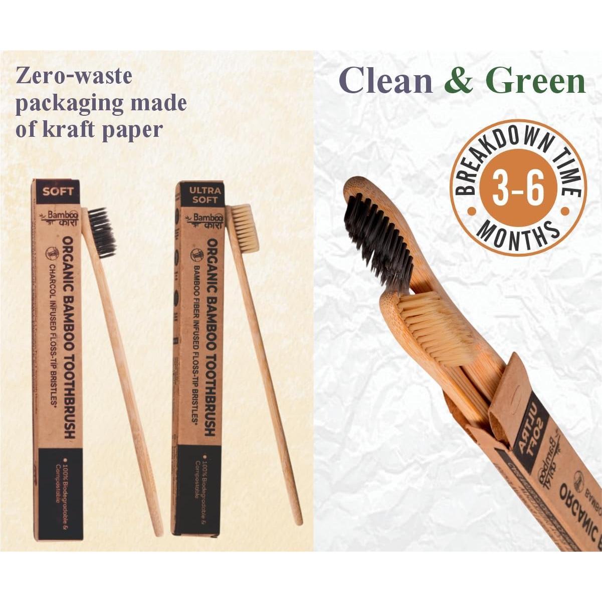 Cepillos de Dientes de Bambú Bambookari - Paquete de 4 Cerdas Suaves