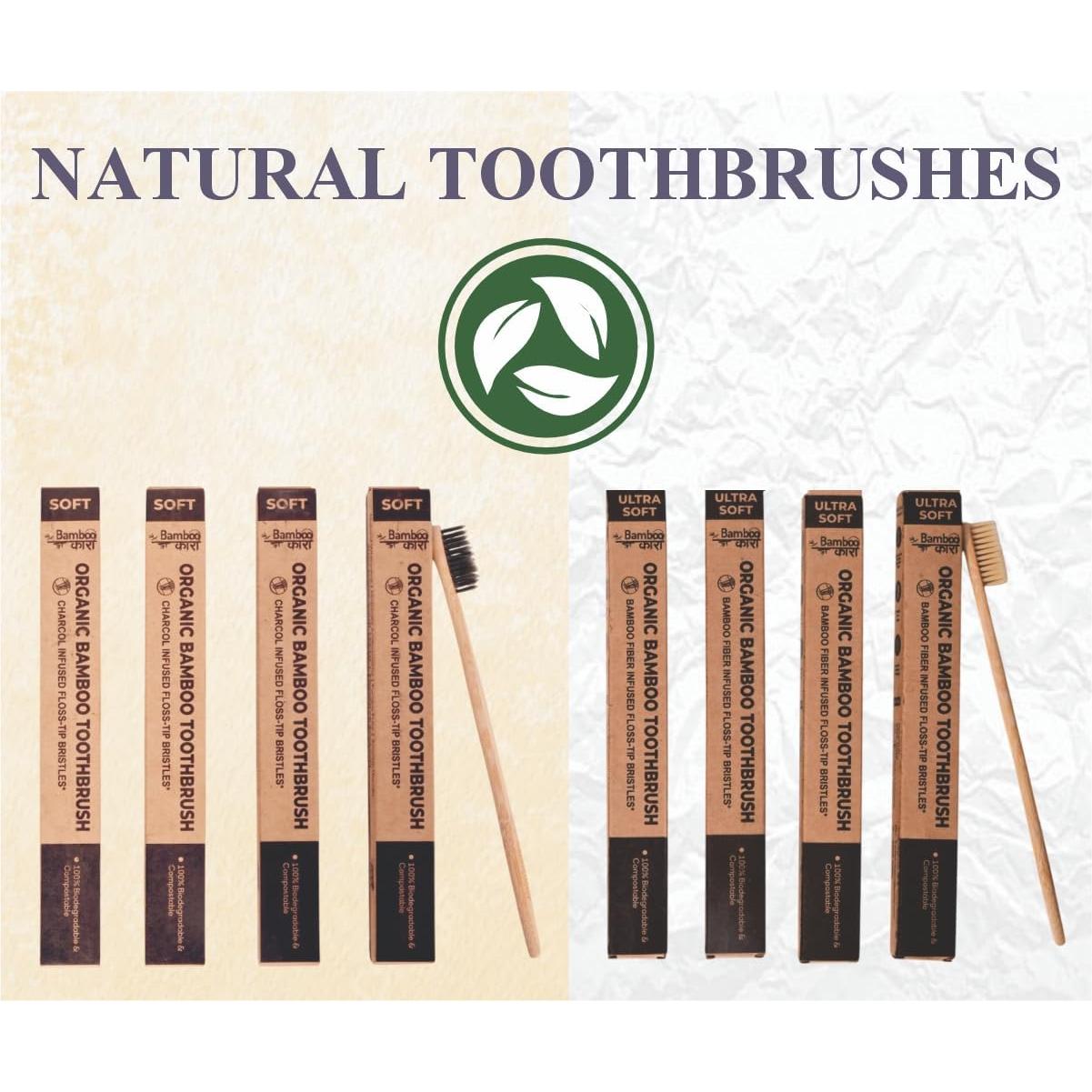 Cepillos de Dientes de Bambú Bambookari - Paquete de 4 Cerdas Suaves