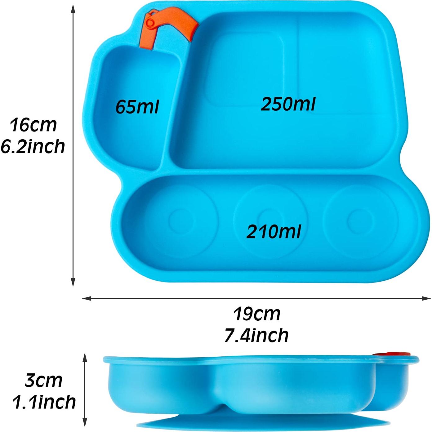 Plato de Silicona para Bebés Linowos - Antideslizante Azul