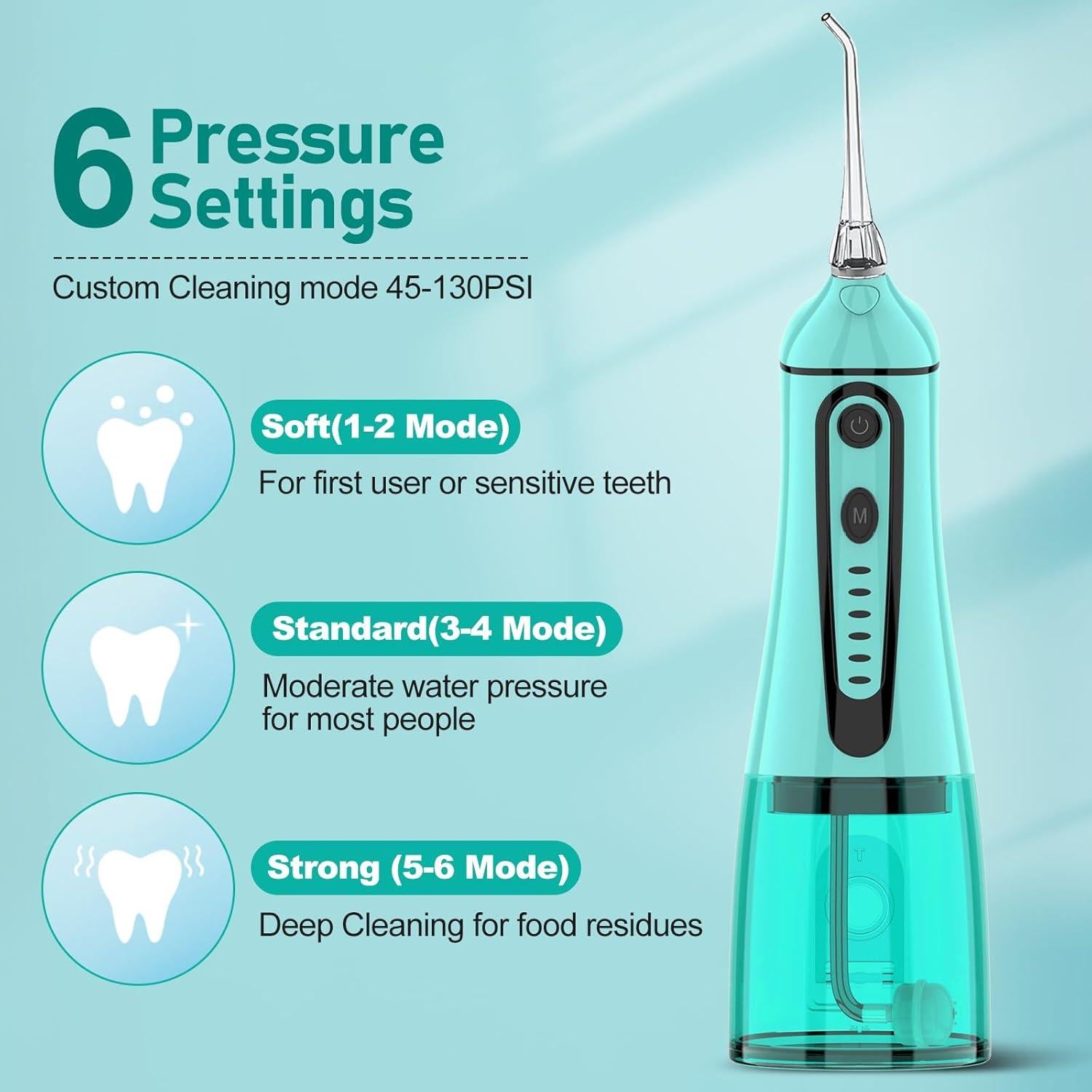 Irrigador Dental Inalámbrico Grinest FL-V28 Verde 7 Modos 320ml