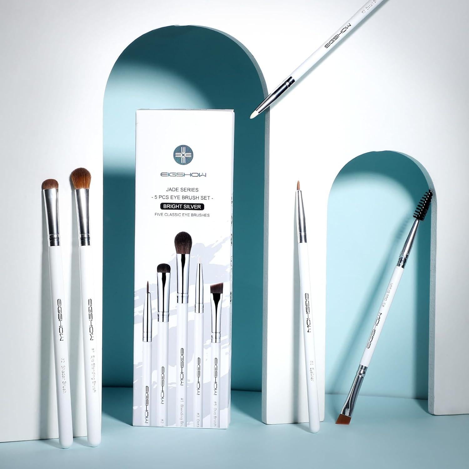 Juego de Brochas para Ojos EIGSHOW 5 Piezas Veganas Blanco