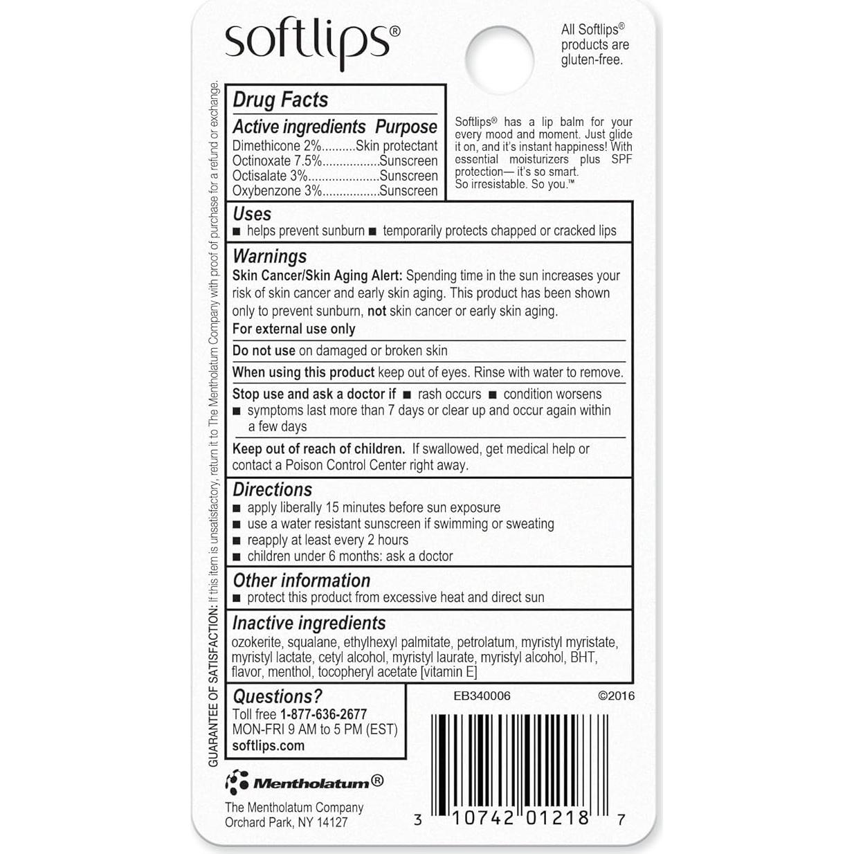 Bálsamo Labial Softlips Vainilla SPF 20 Hidratante Paquete 2