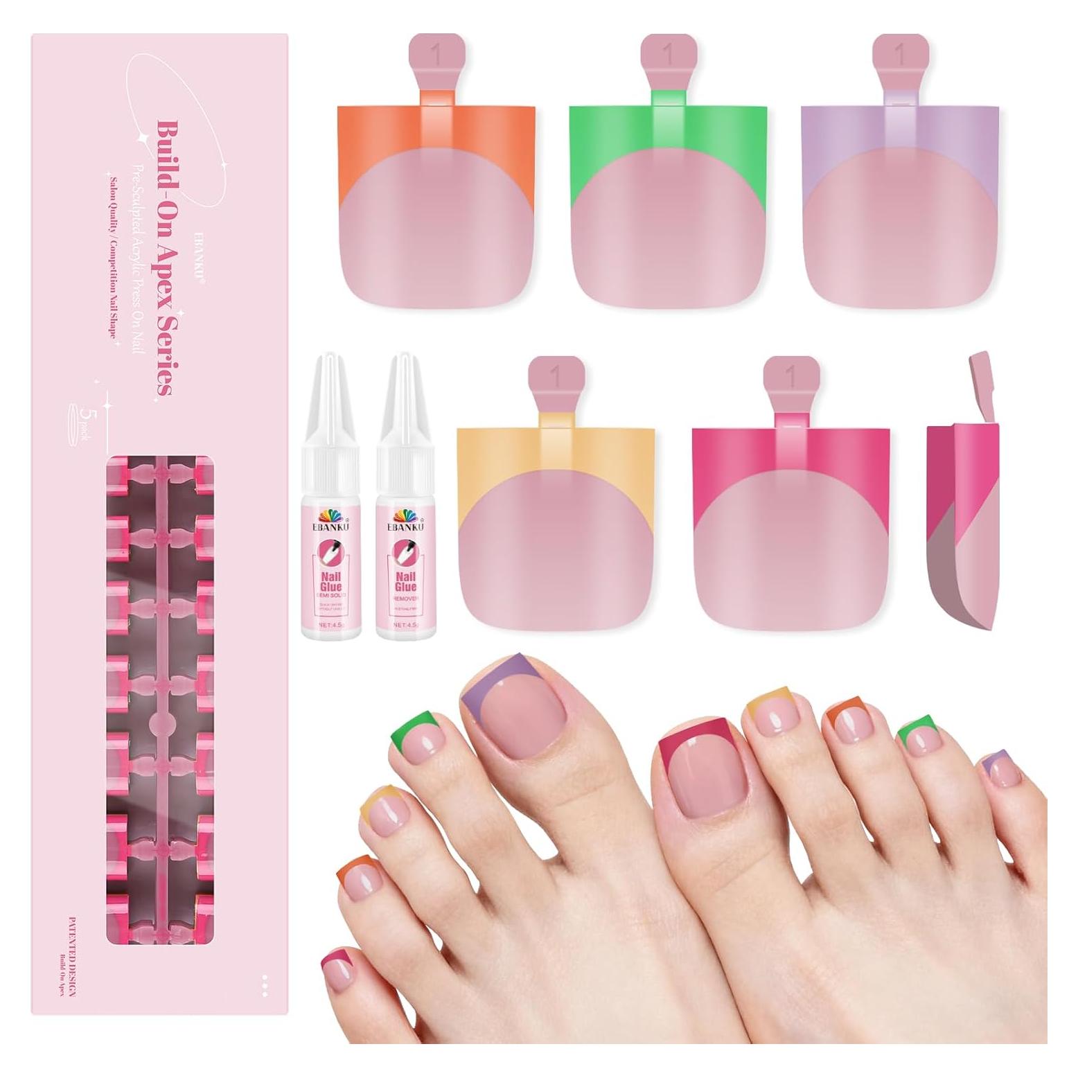 Uñas Postizas para Dedos de los Pies EBANKU 150 Pcs Tips Franceses