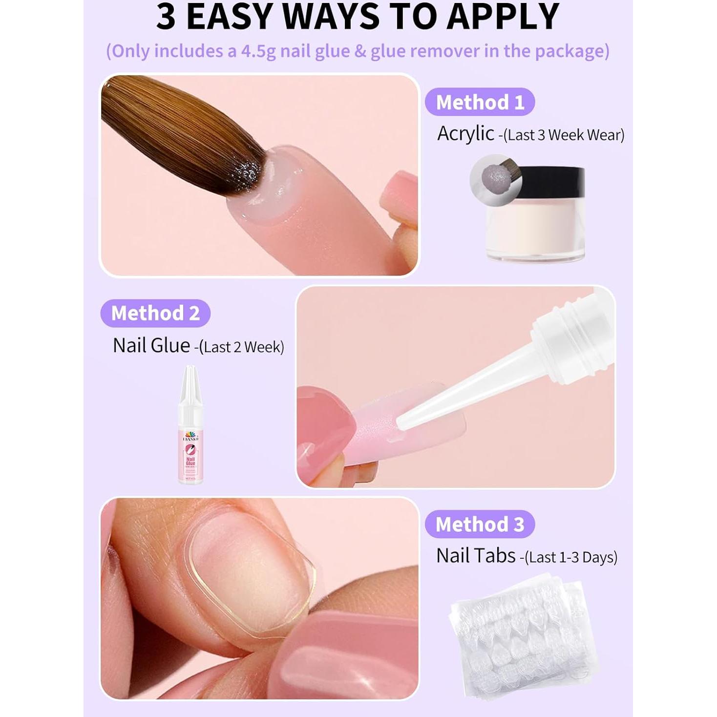 Uñas Postizas para Dedos de los Pies EBANKU 150 Pcs Tips Franceses