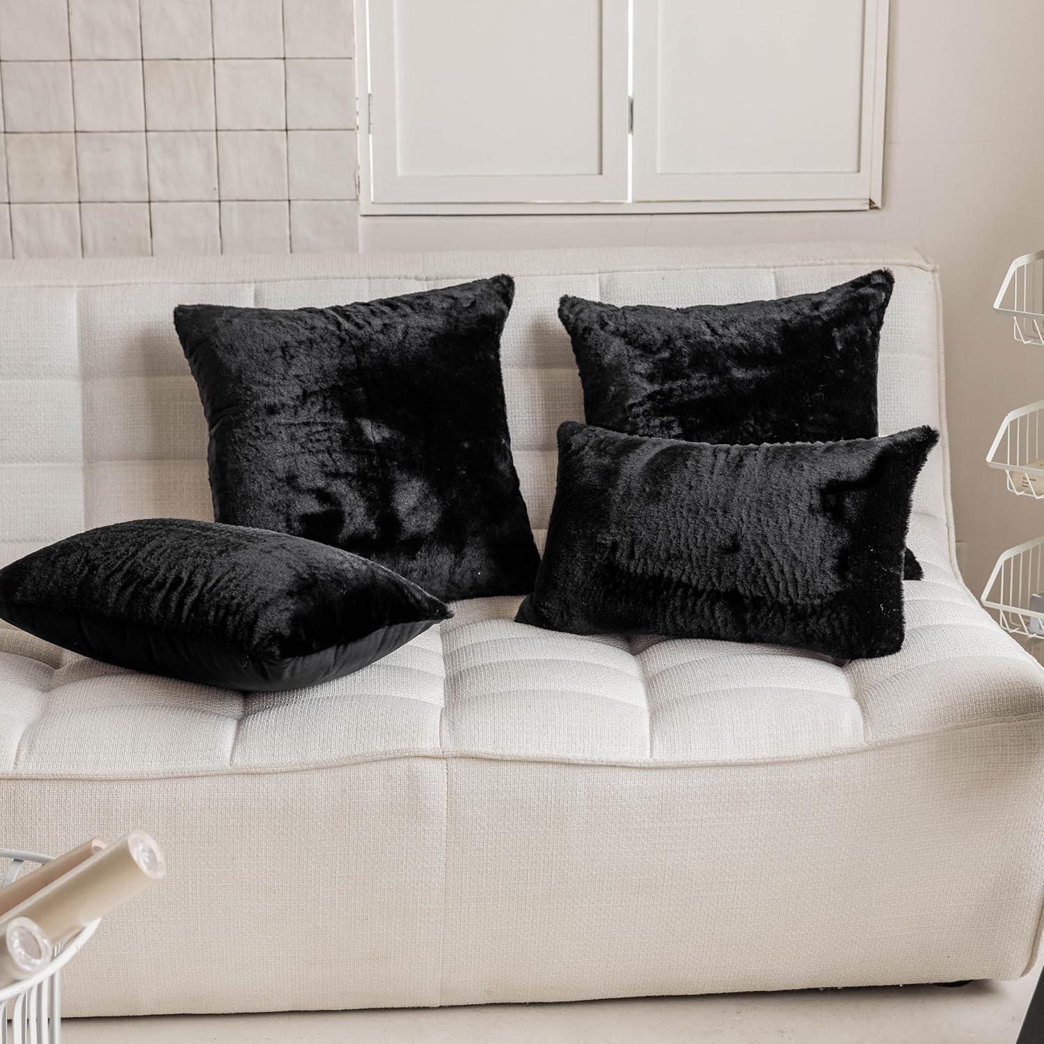 Fundas de Almohada Decorativas Demetex 45x45 cm Suave Negro