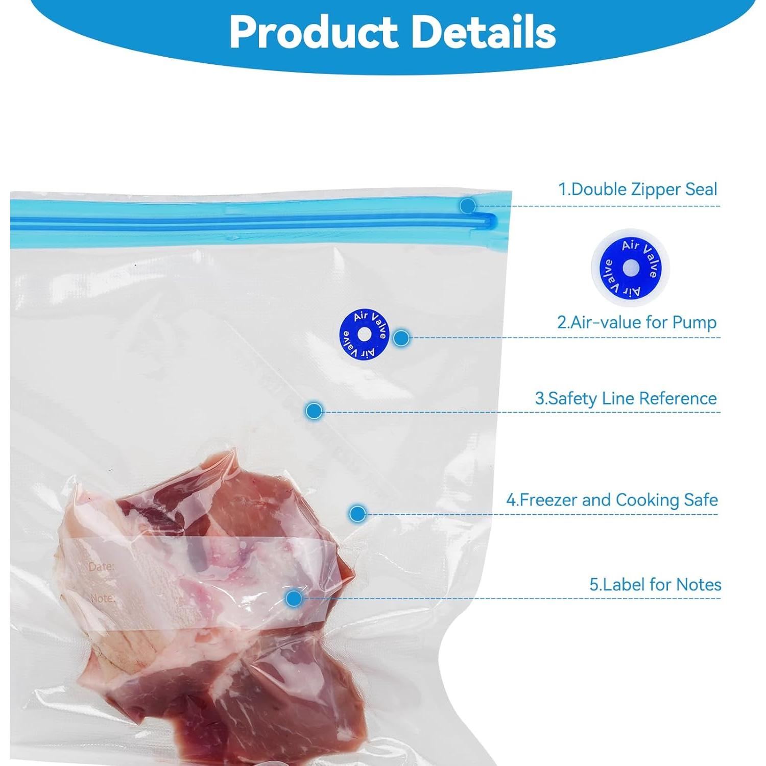 O2frepak 15 Bolsas Sous Vide Reutilizables Sin BPA 3 Tamaños