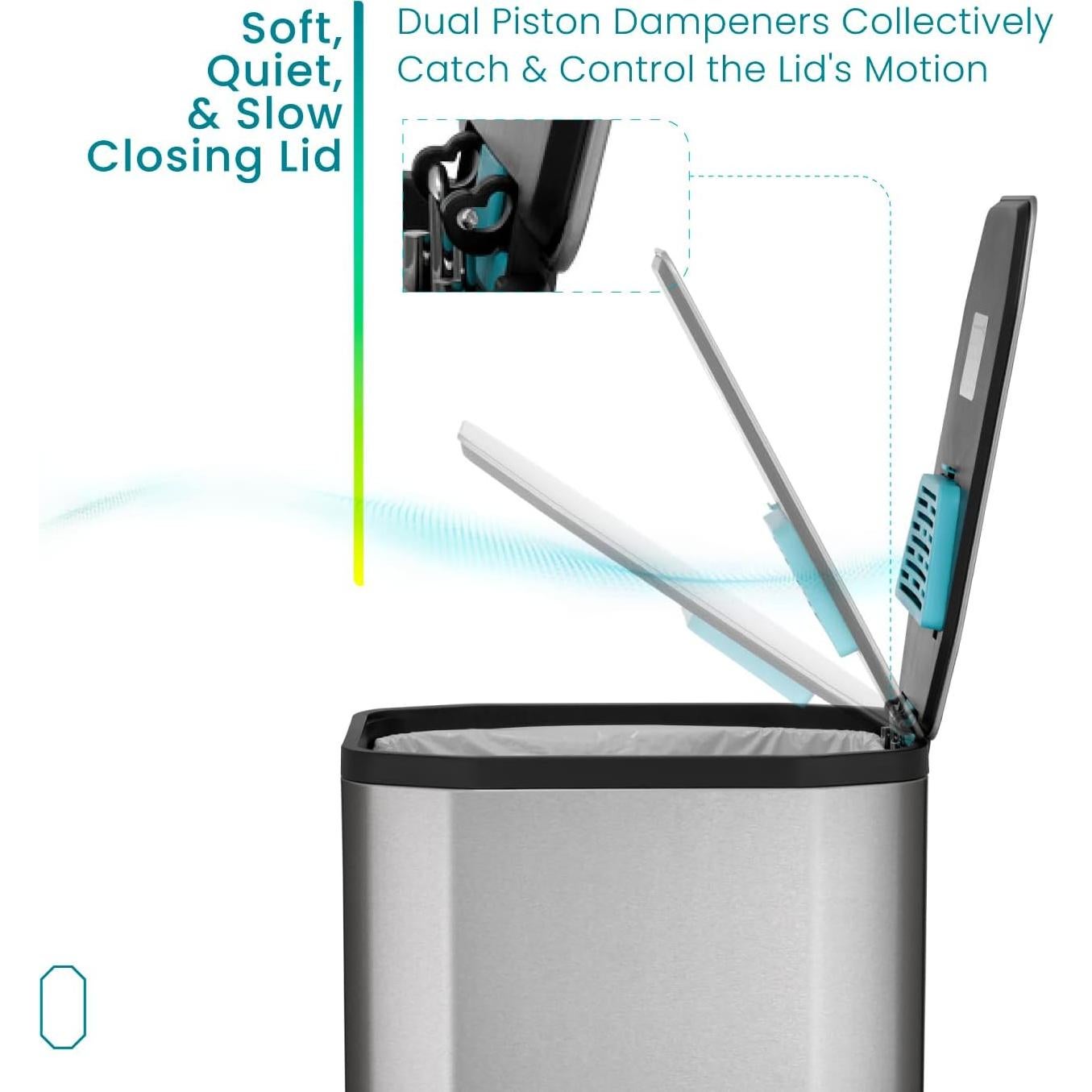 Bote de Basura Slim Home Zone Living 50L Acero Inoxidable Plata