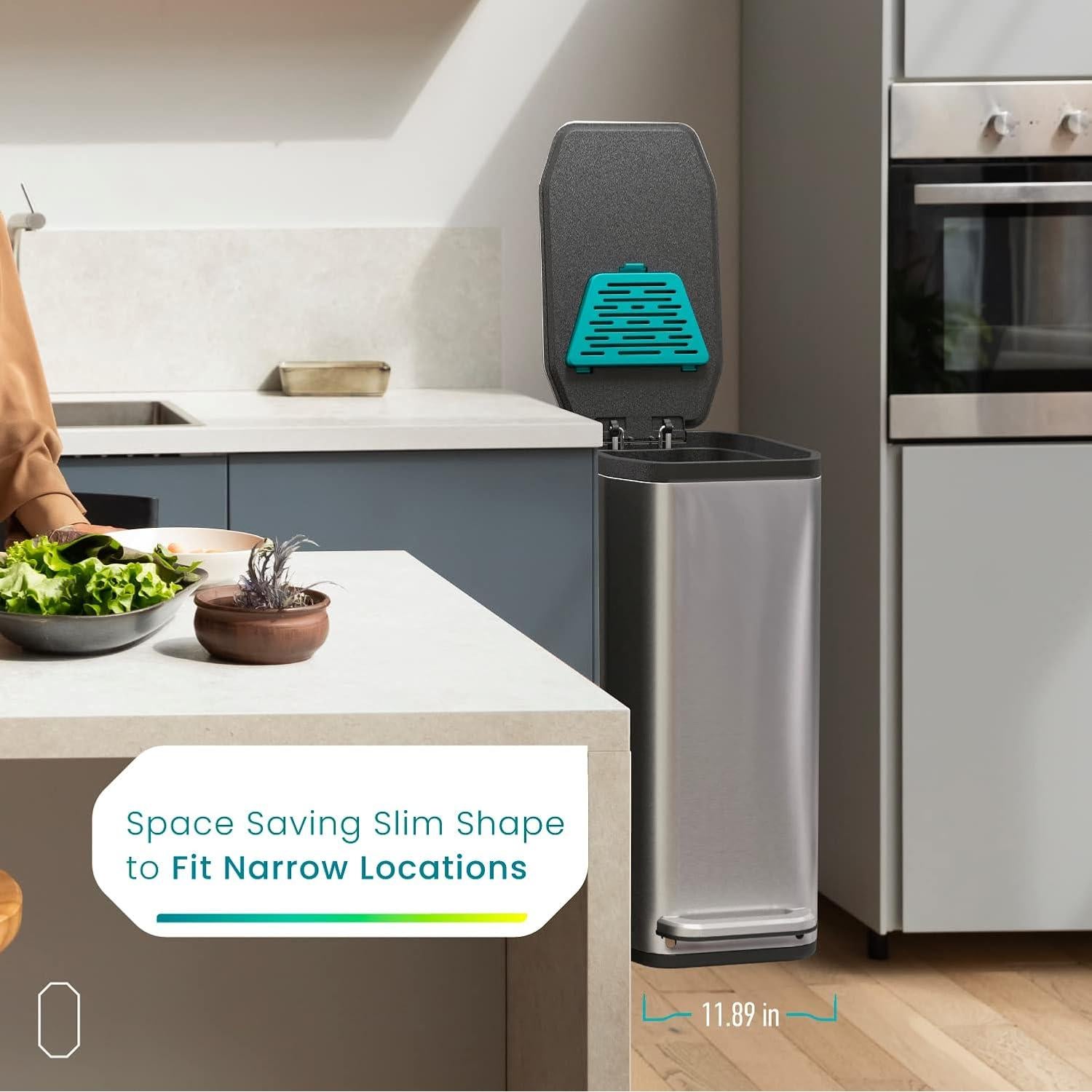 Bote de Basura Slim Home Zone Living 50L Acero Inoxidable Plata