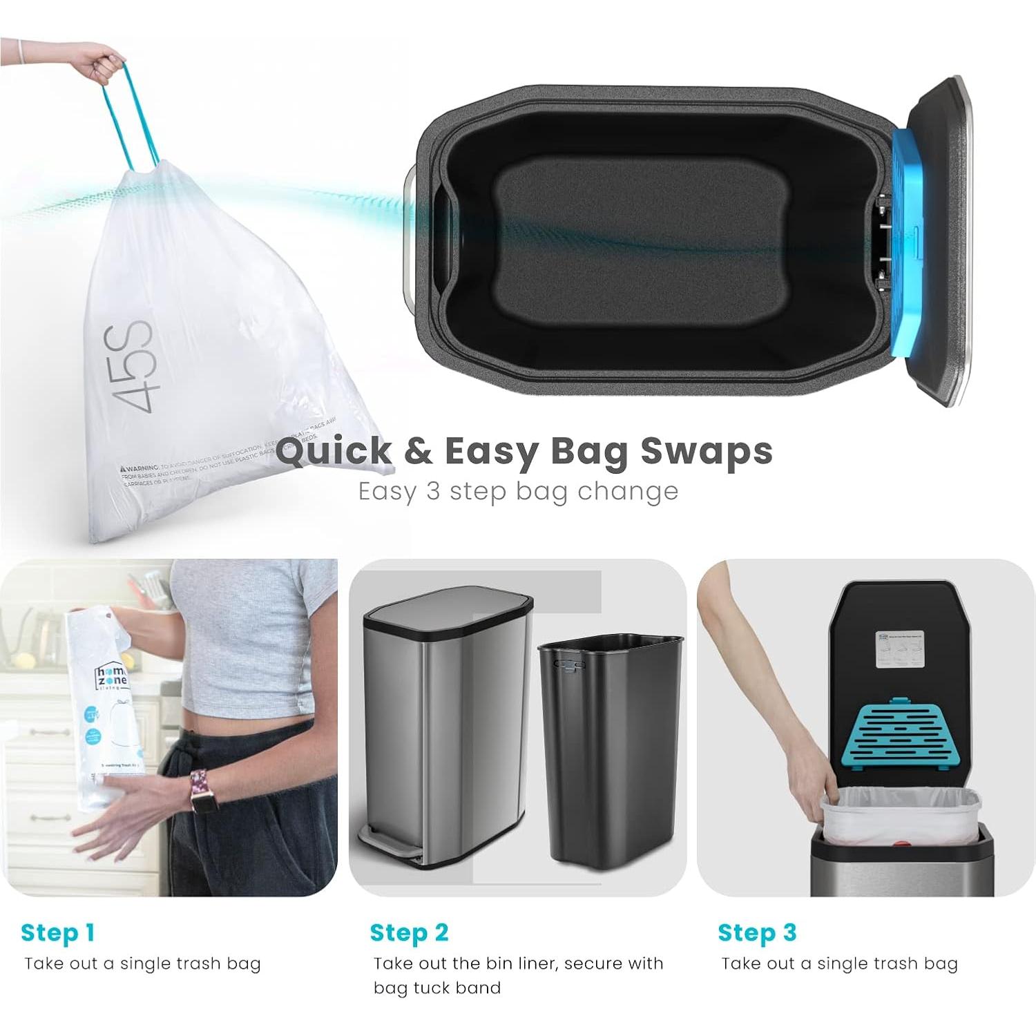 Bote de Basura Slim Home Zone Living 50L Acero Inoxidable Plata