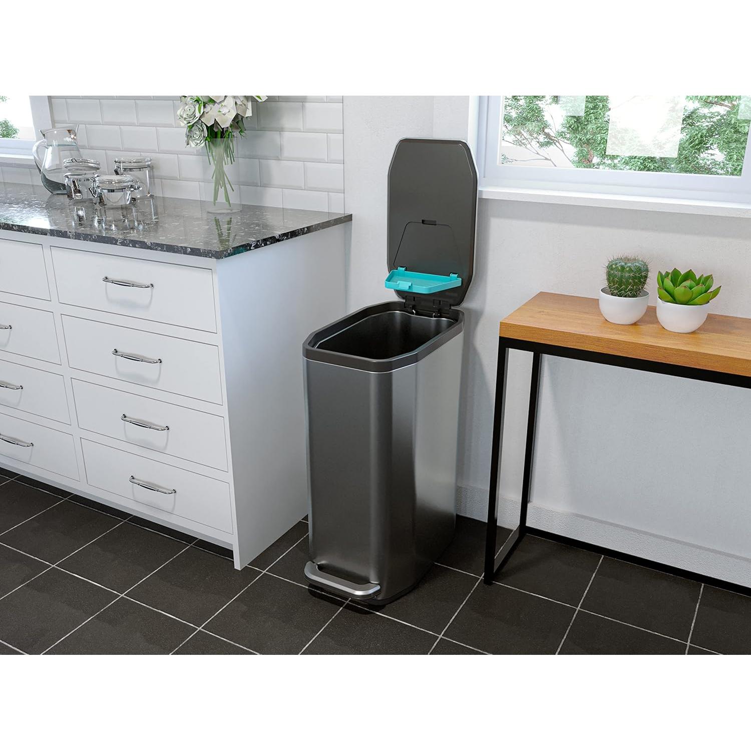 Bote de Basura Slim Home Zone Living 50L Acero Inoxidable Plata