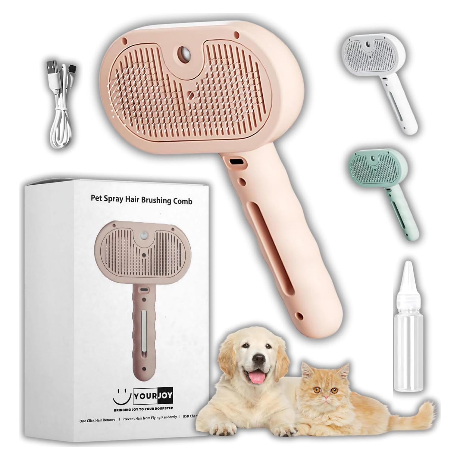 Cepillo de Vapor 4 en 1 Tu Alegría para Gatos y Perros - Rosa