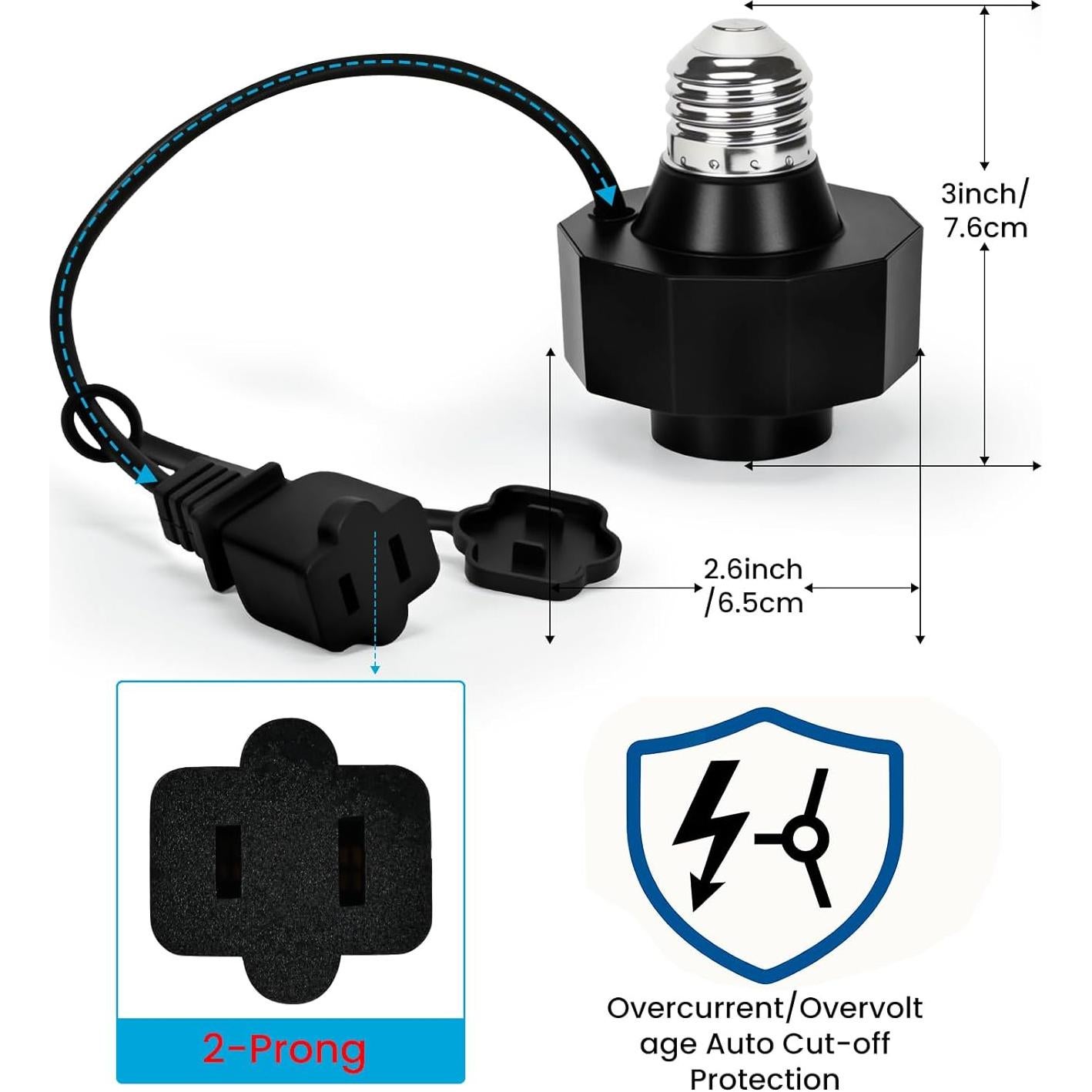 Adaptador E26 a Toma de Corriente AC Rreslicam 300W