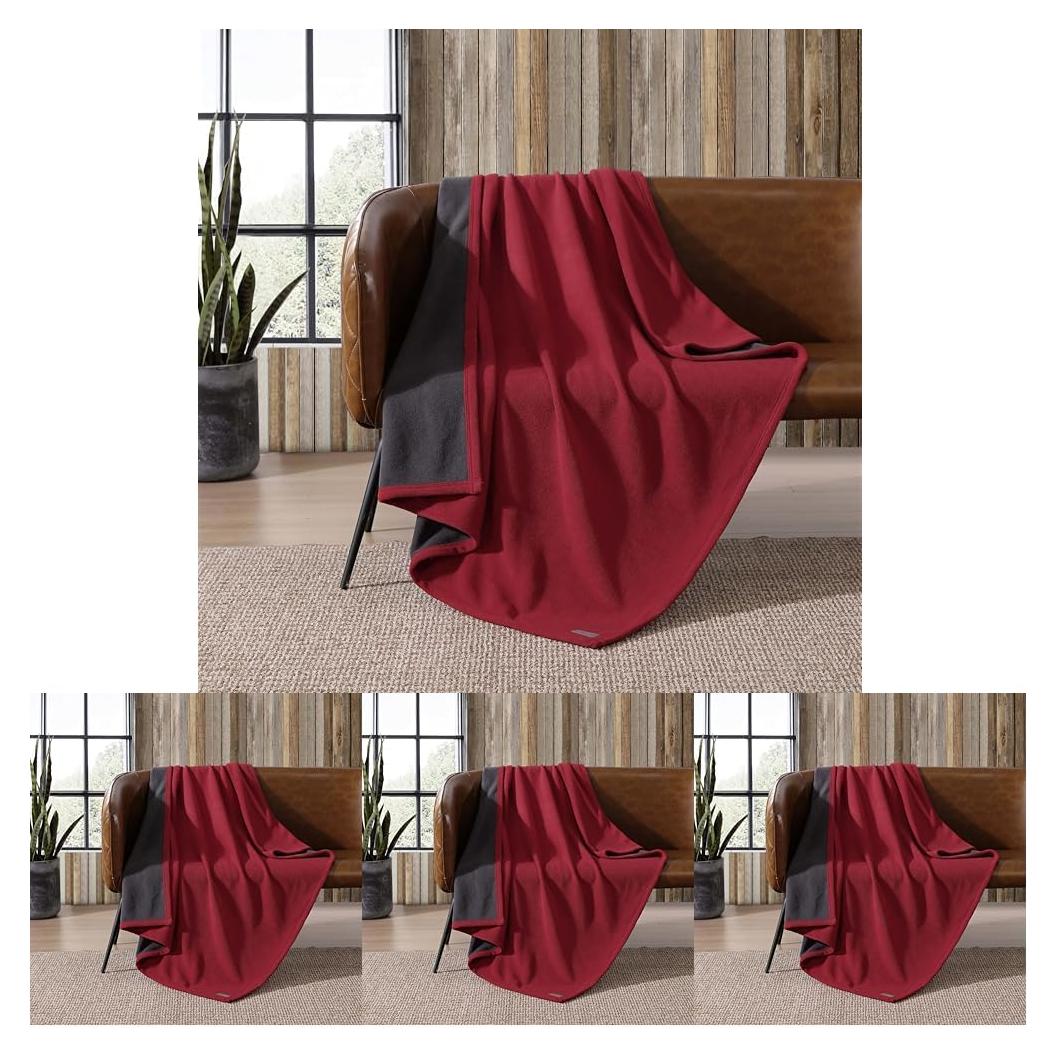 Manta Reversible Eddie Bauer Ultra-Plush 152x127 cm Rojo/Niebla