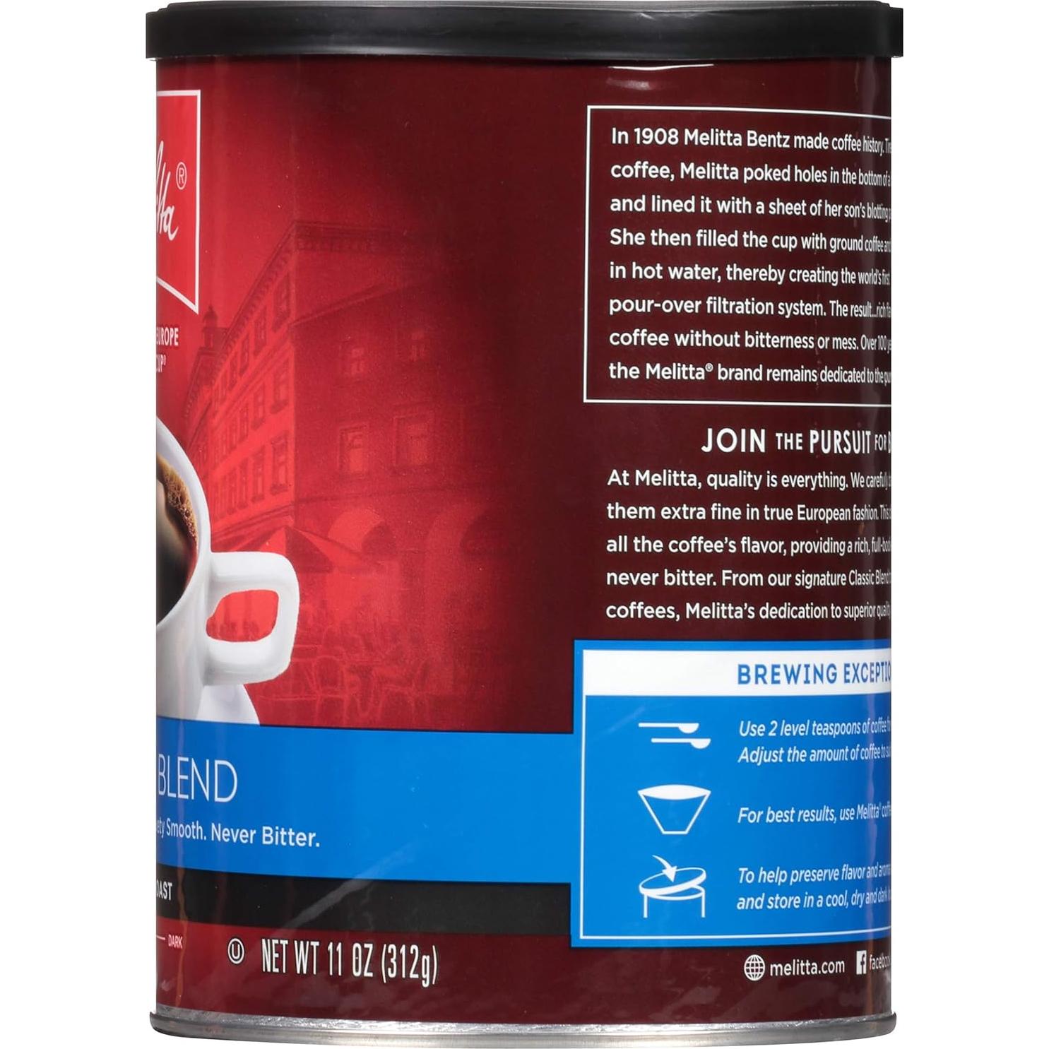 Café Melitta Classic Blend Tostado Medio Molido 311g (Paquete de 6)