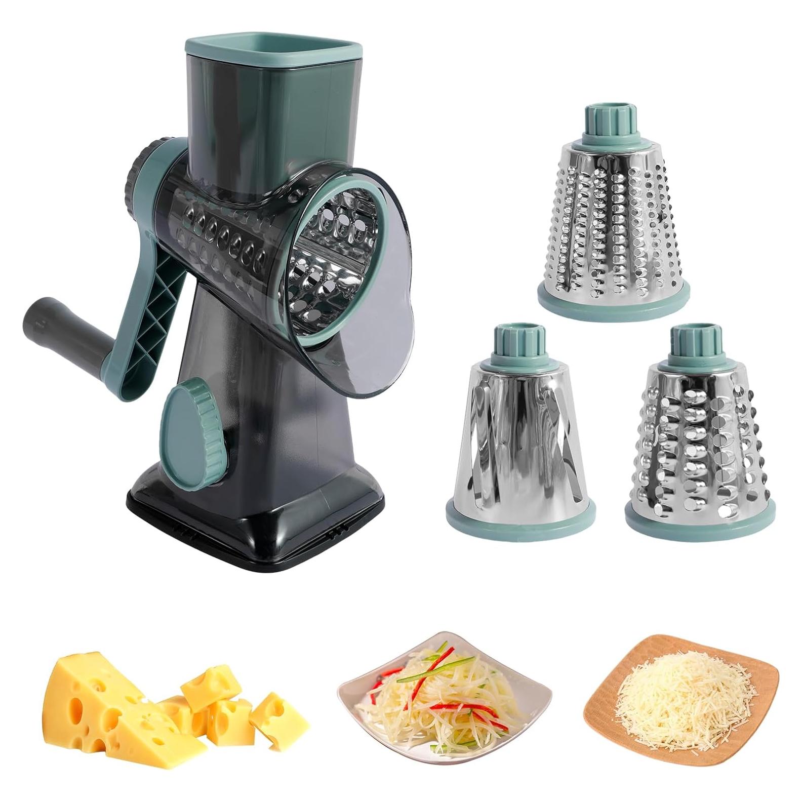 Rallador de Queso Rotativo TKSDWBLTY con 3 Cuchillas Intercambiables