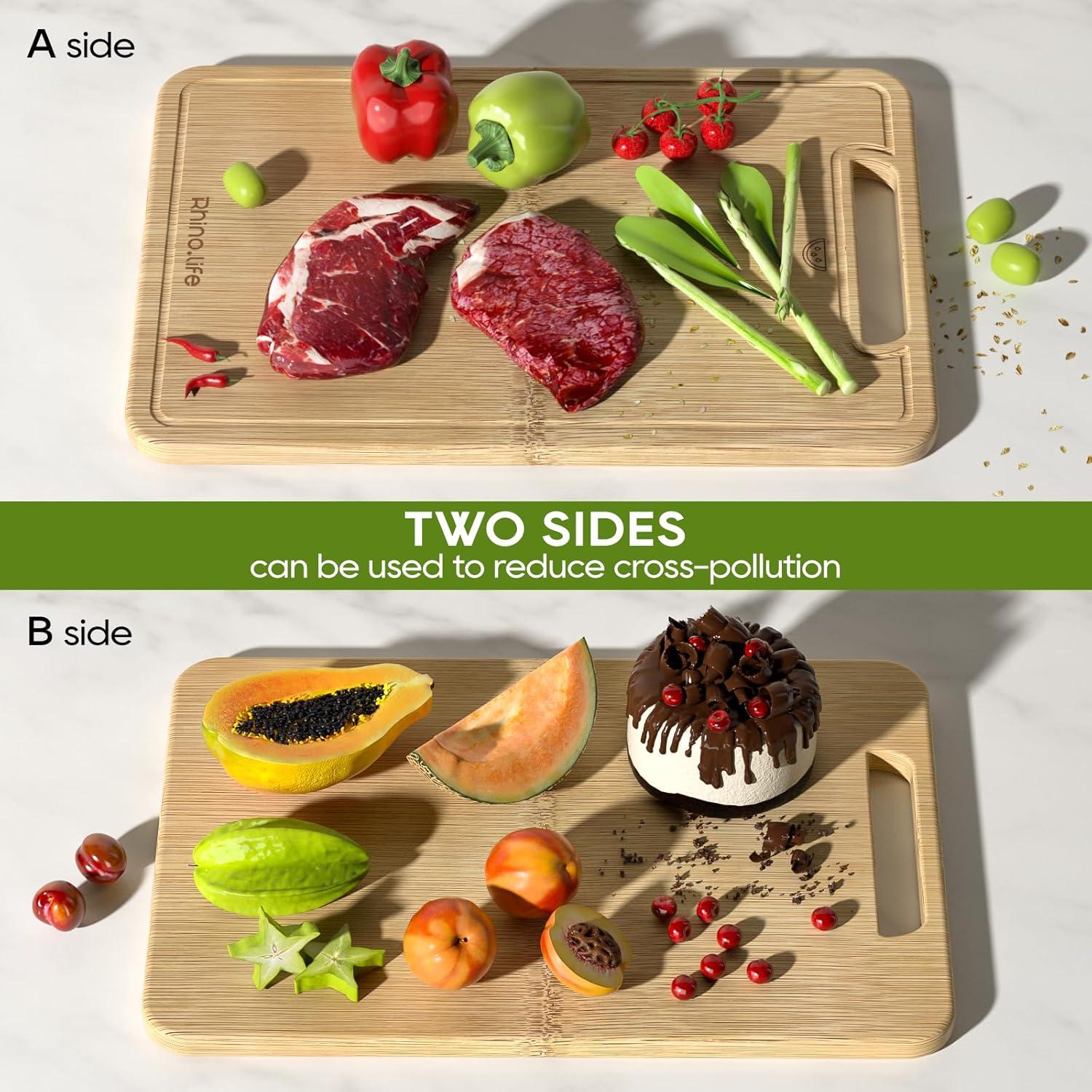 Tabla de cortar de bambú RhinoLife 30.6x20.7cm con ranura