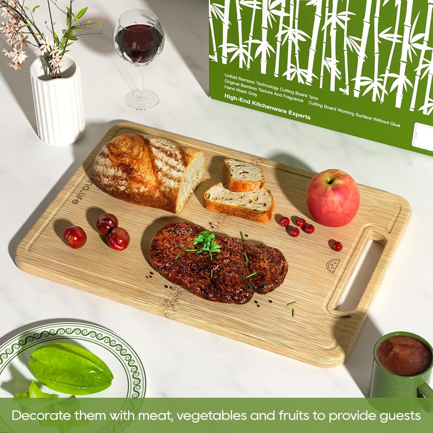 Tabla de cortar de bambú RhinoLife 30.6x20.7cm con ranura