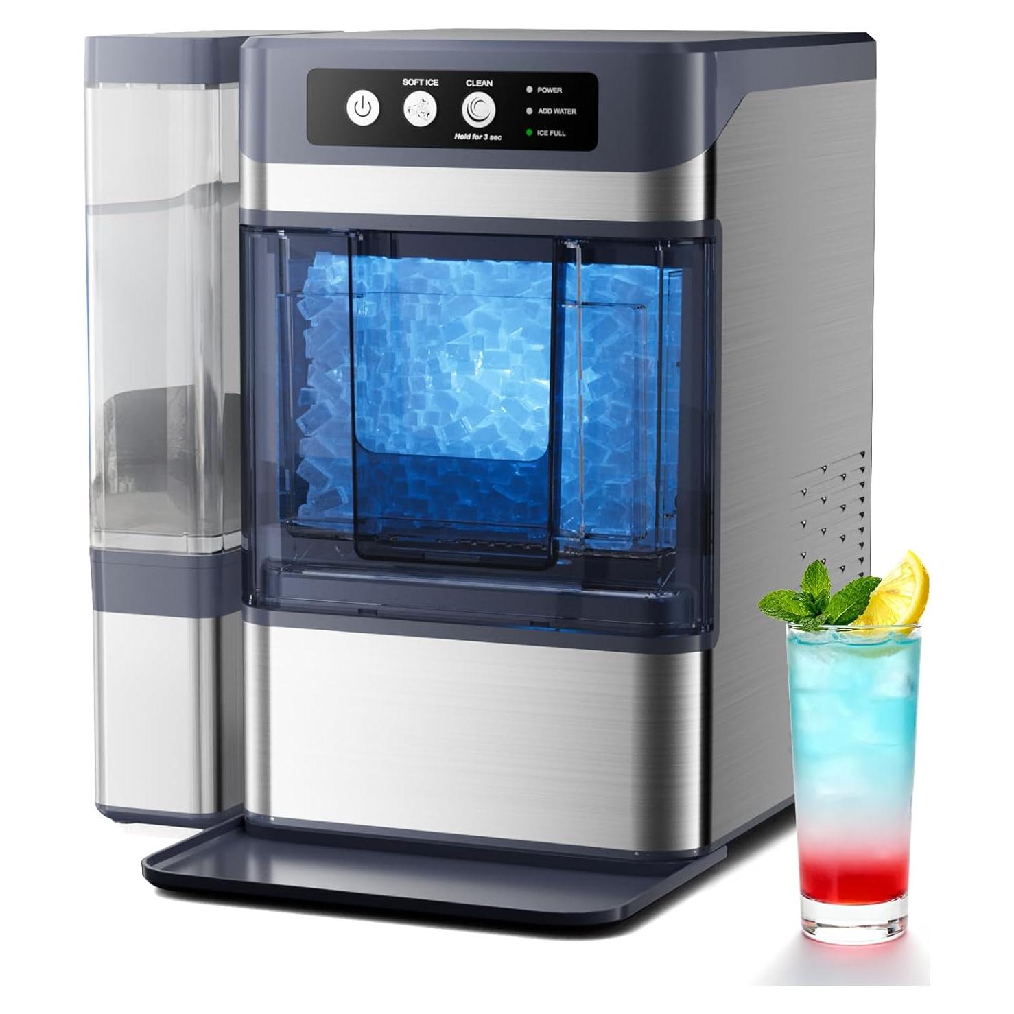 Fabricador de Hielo Nugget QAUSOU 19.96 kg/día Acero Inoxidable