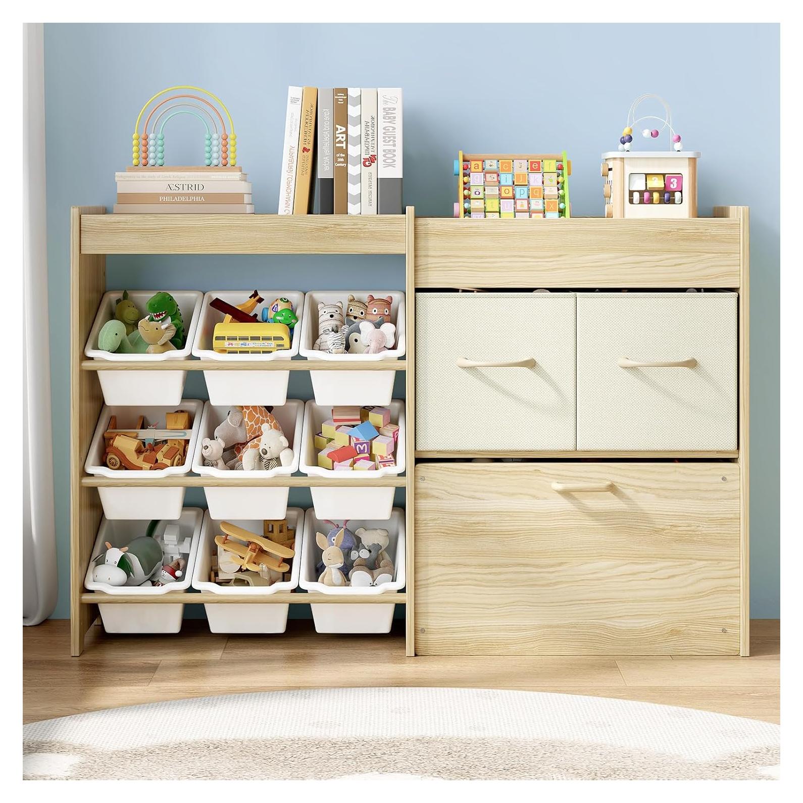 Organizador de Juguetes EXPERLAM 9 Contenedores Madera Clara