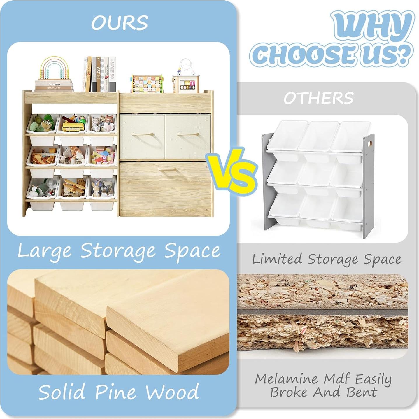 Organizador de Juguetes EXPERLAM 9 Contenedores Madera Clara