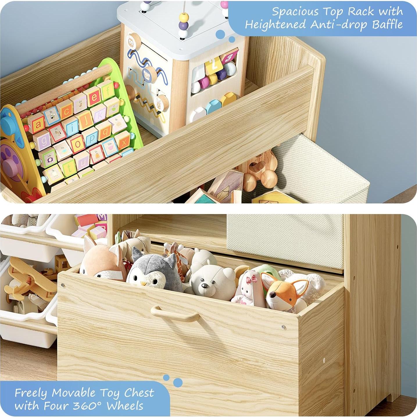 Organizador de Juguetes EXPERLAM 9 Contenedores Madera Clara