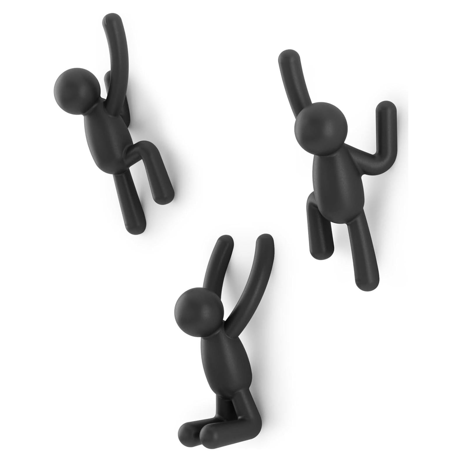 Ganchos de Pared Umbra Buddy Set de 3 Negro Decorativos