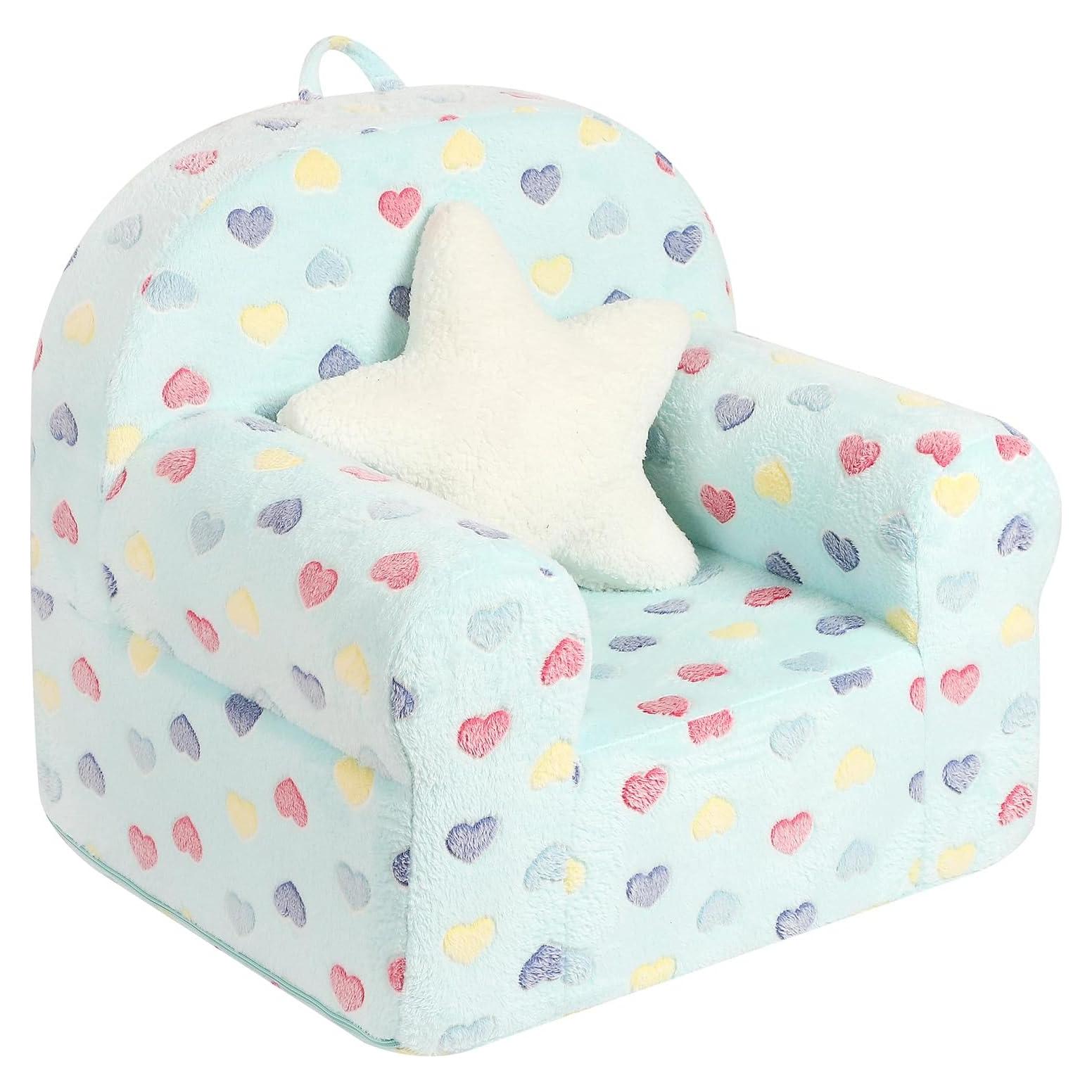 Sofá para Niños MOMCAYWEX Corazón Colorido con Cojín Estrella