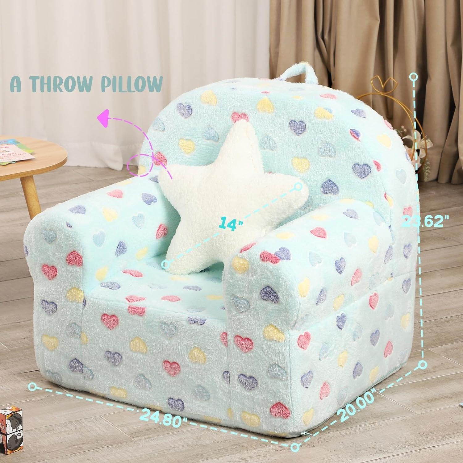 Sofá para Niños MOMCAYWEX Corazón Colorido con Cojín Estrella