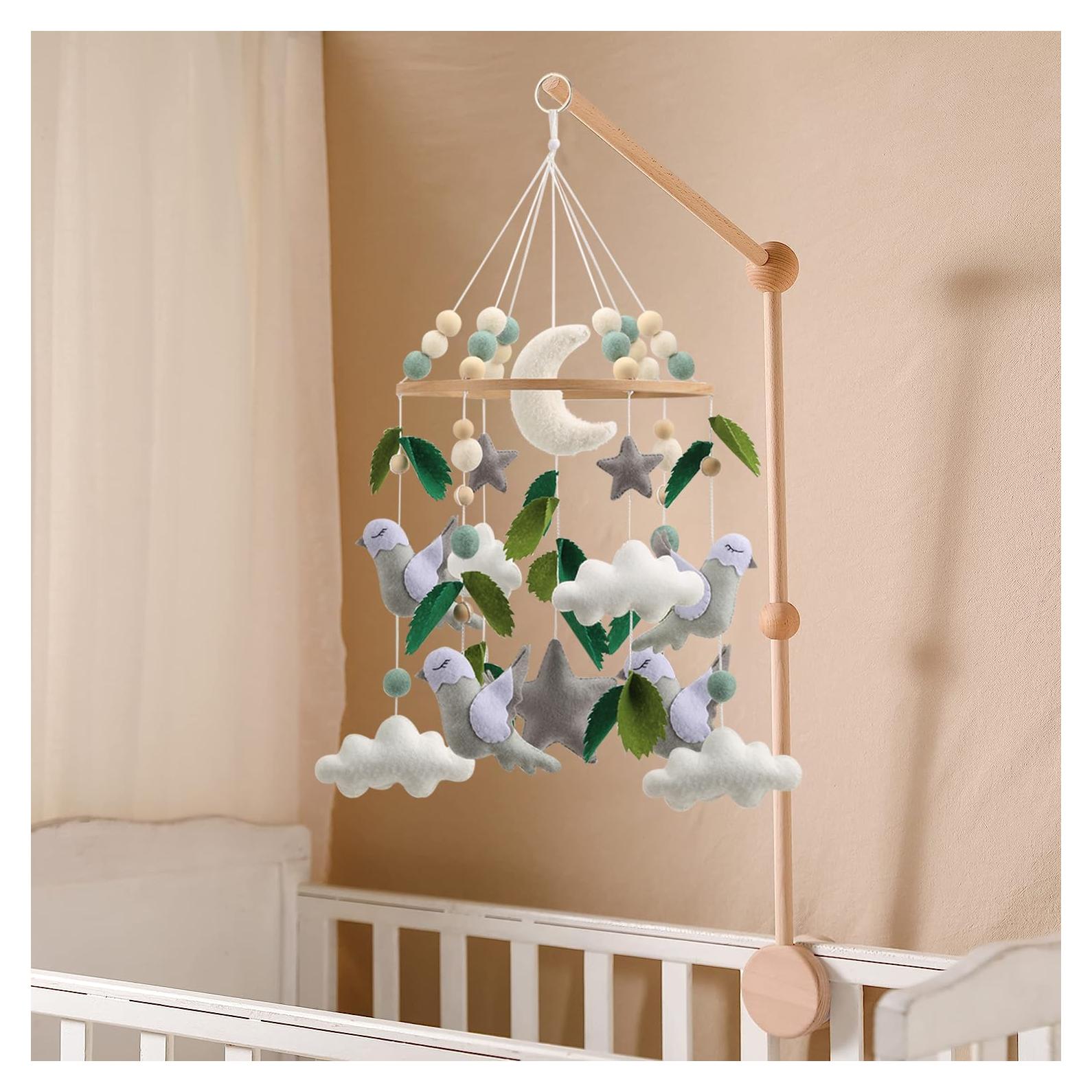 Móvil de Cuna Neutro de Pájaro - Hecho a Mano en Fieltro