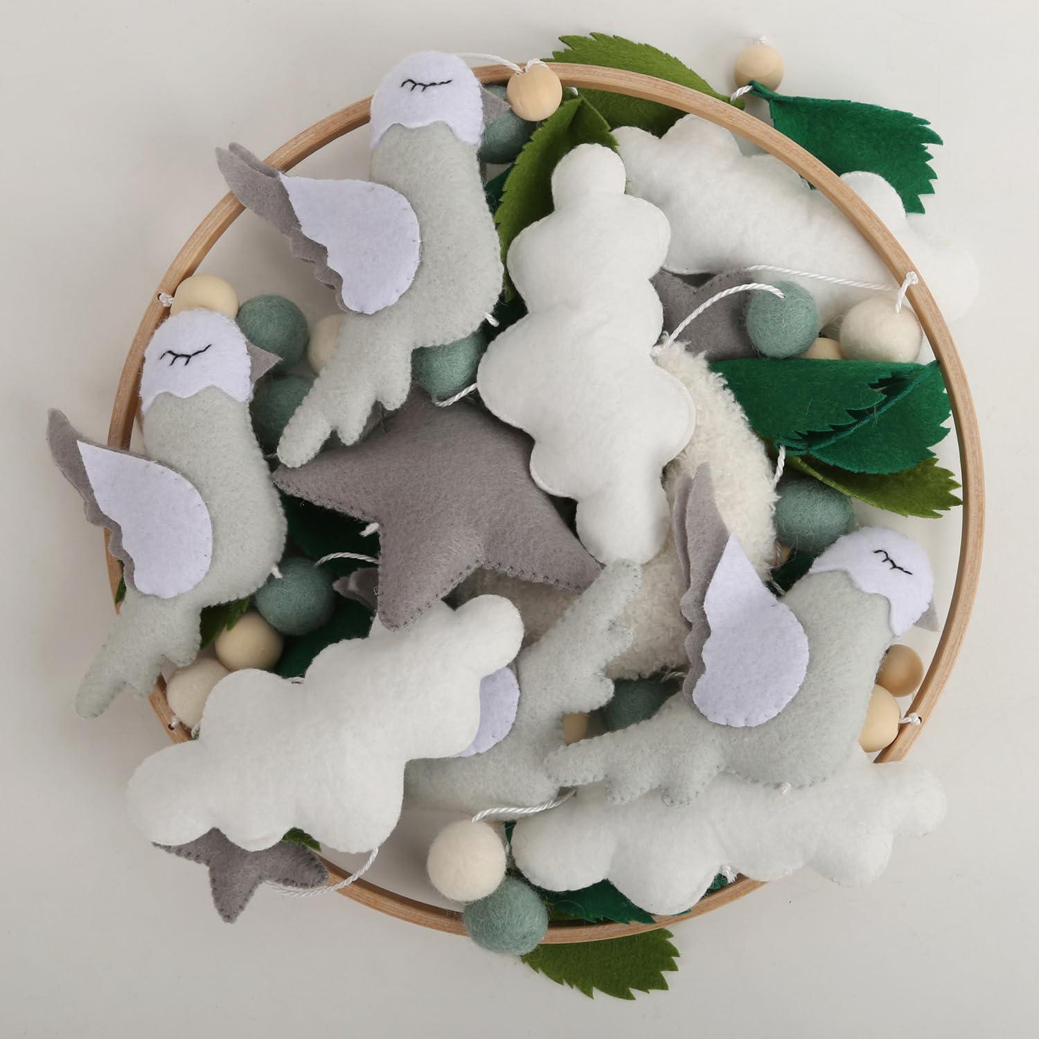 Móvil de Cuna Neutro de Pájaro - Hecho a Mano en Fieltro