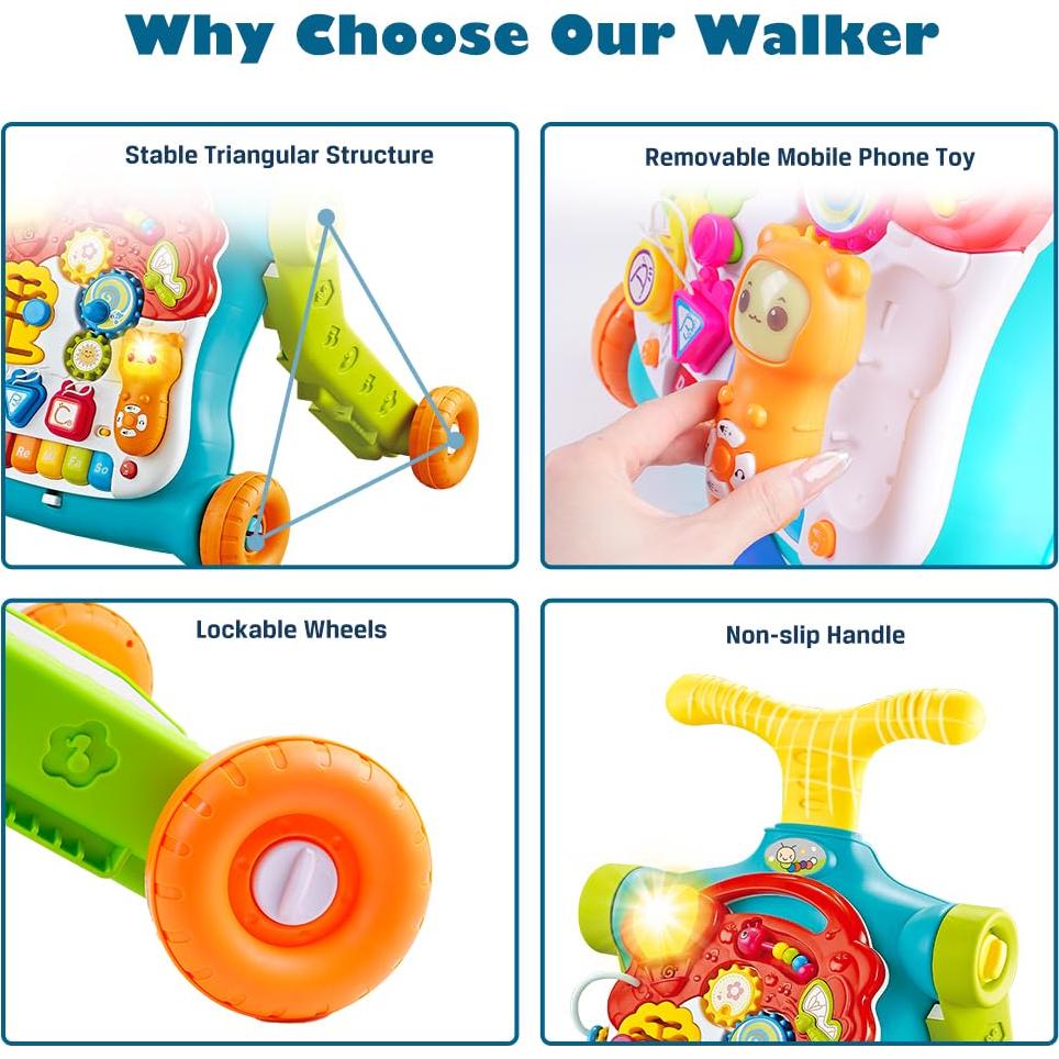 Andador 5 en 1 TERRAMUS para Bebés - Azul Lago, Multifuncional