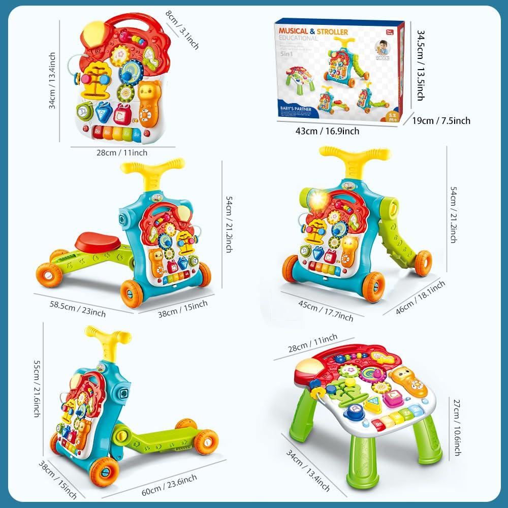 Andador 5 en 1 TERRAMUS para Bebés - Azul Lago, Multifuncional