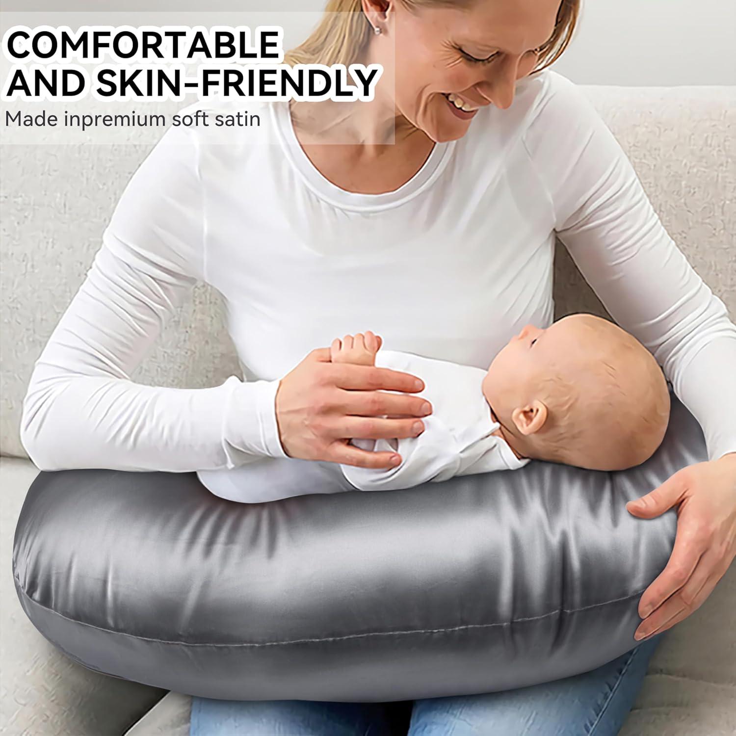 Funda de Almohada de Lactancia Pro Goleem Satin 2 Paquetes Gris