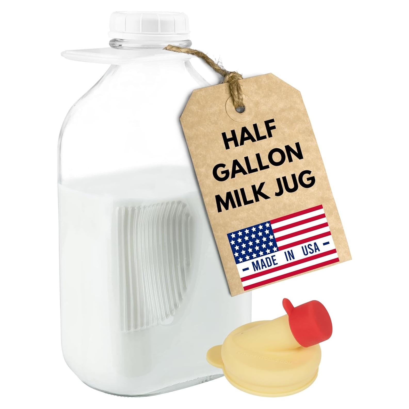 Jarra de Leche de Vidrio KitchenToolz 1.89 L con Tapa y Pico Vertedor