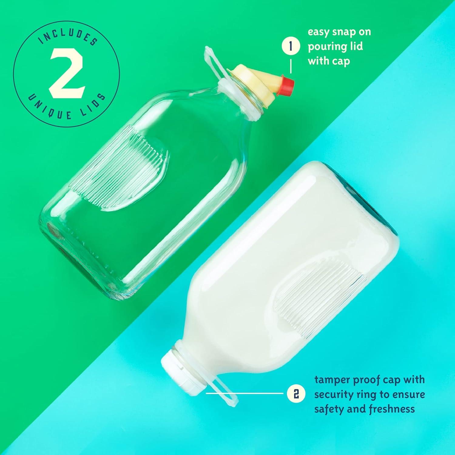 Jarra de Leche de Vidrio KitchenToolz 1.89 L con Tapa y Pico Vertedor