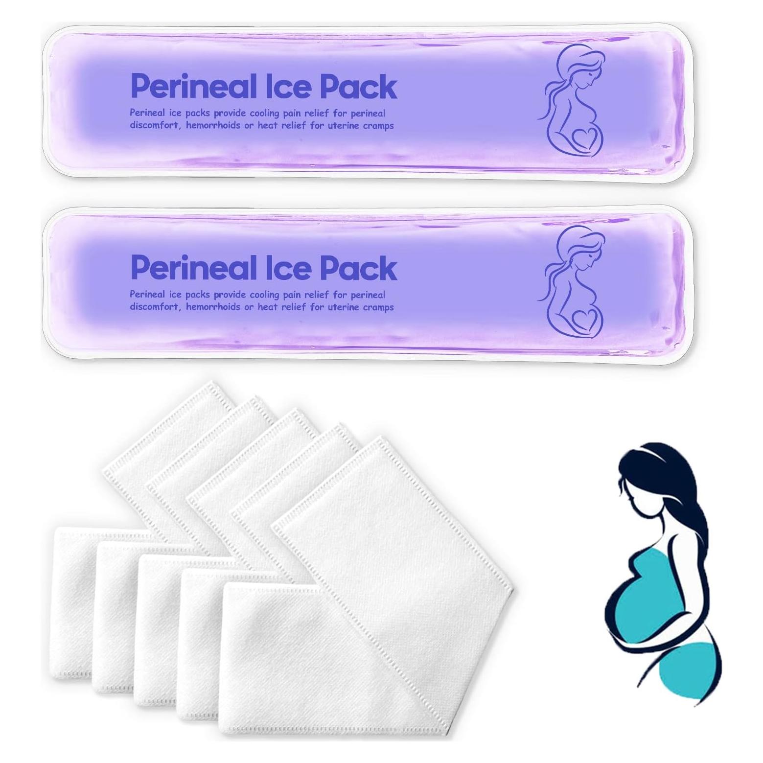 Paquetes de Hielo Perineales Reutilizables Couleurs - 2 Almohadillas + 5 Mangas