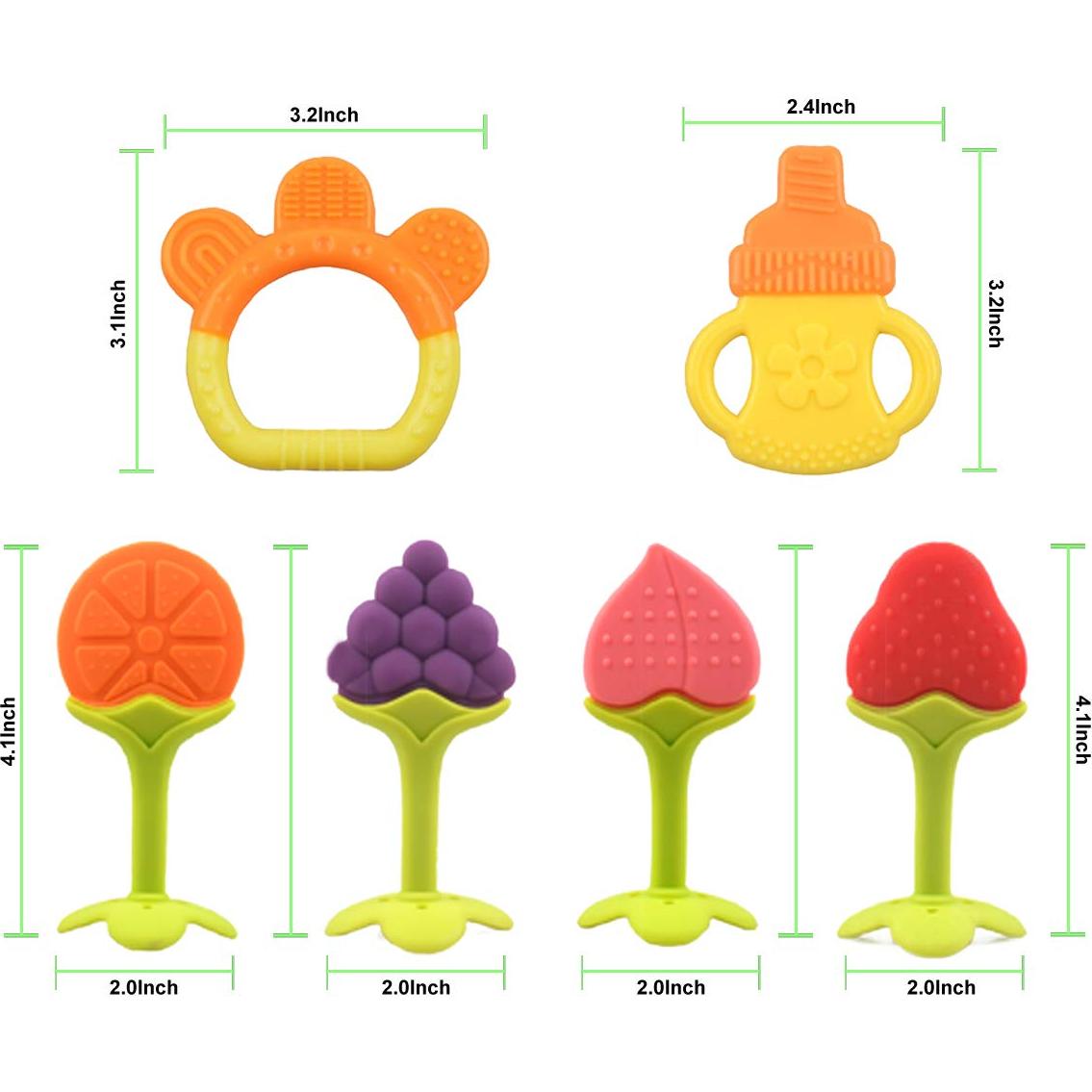Mordedores de Silicona para Bebés 0-6 Meses - 6 Piezas Libres de BPA