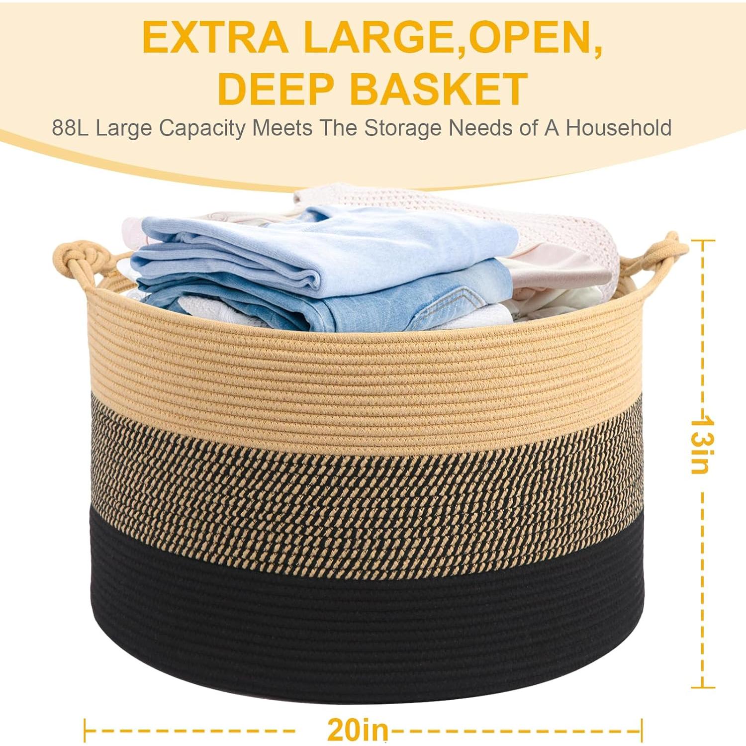 Cesta de Ropa HOBASKET 50.8x33 cm Algodón Trenzado Marrón/Negro