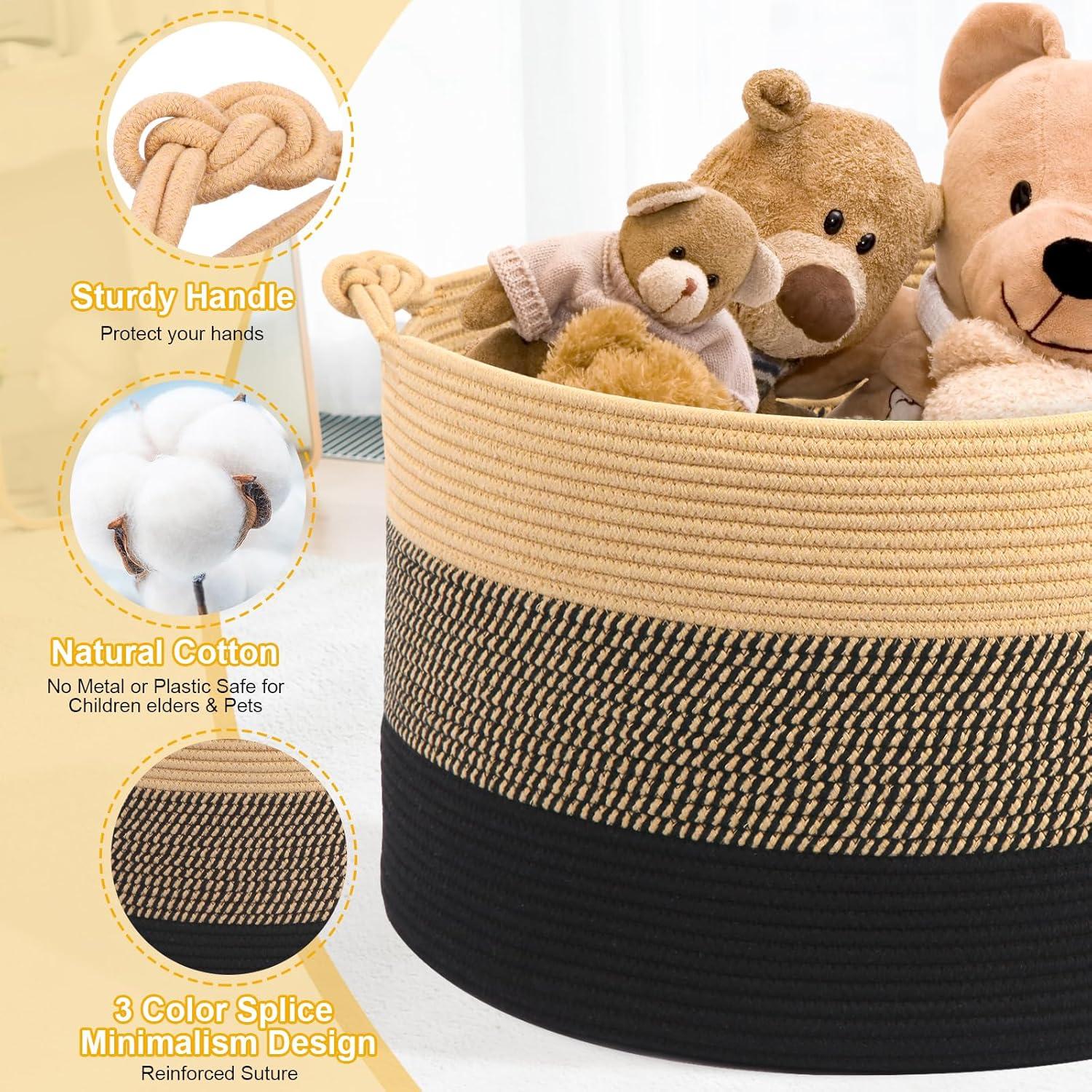 Cesta de Ropa HOBASKET 50.8x33 cm Algodón Trenzado Marrón/Negro